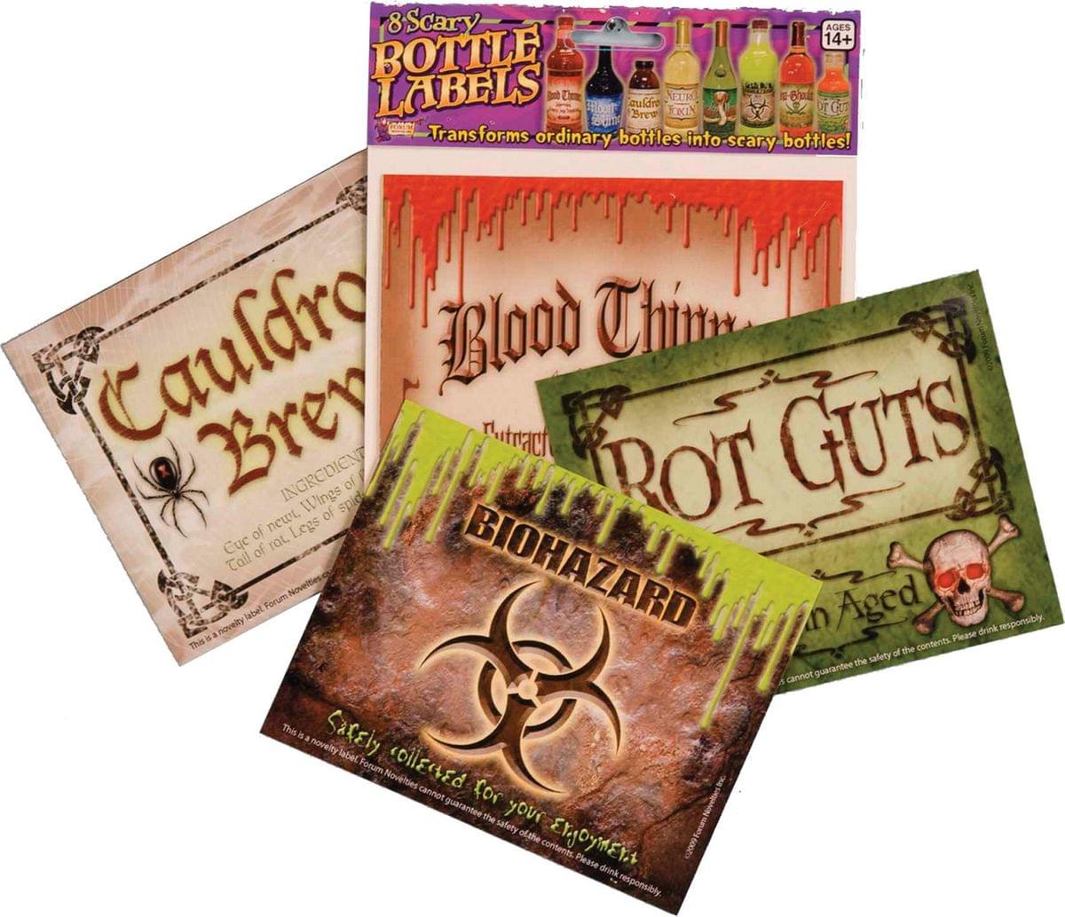 Scary Bottle Labels Halloween Decoration