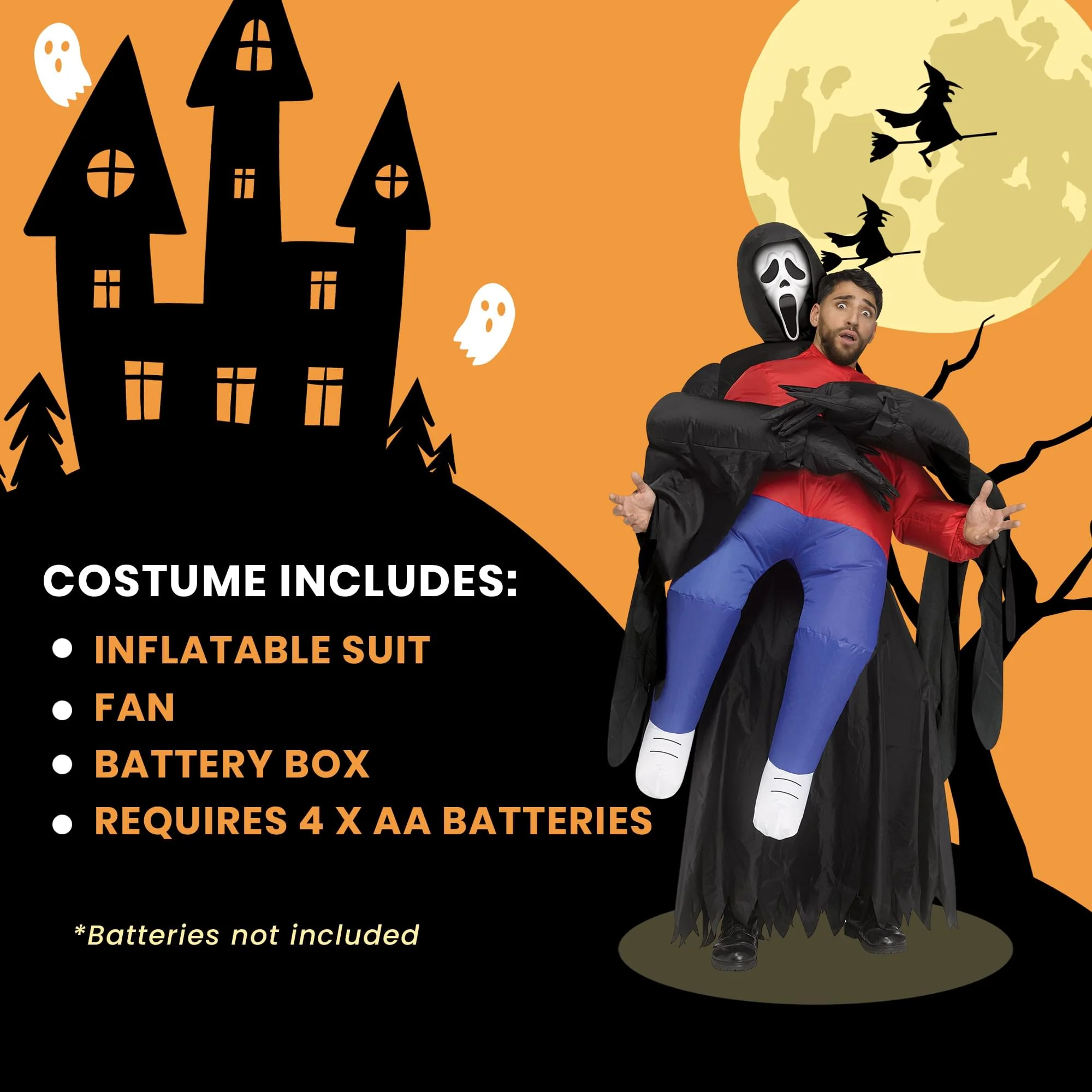 Scream Ghost Face Piggyback Inflatable Adult Costume | One Size Fits Up to 14 - Image 6