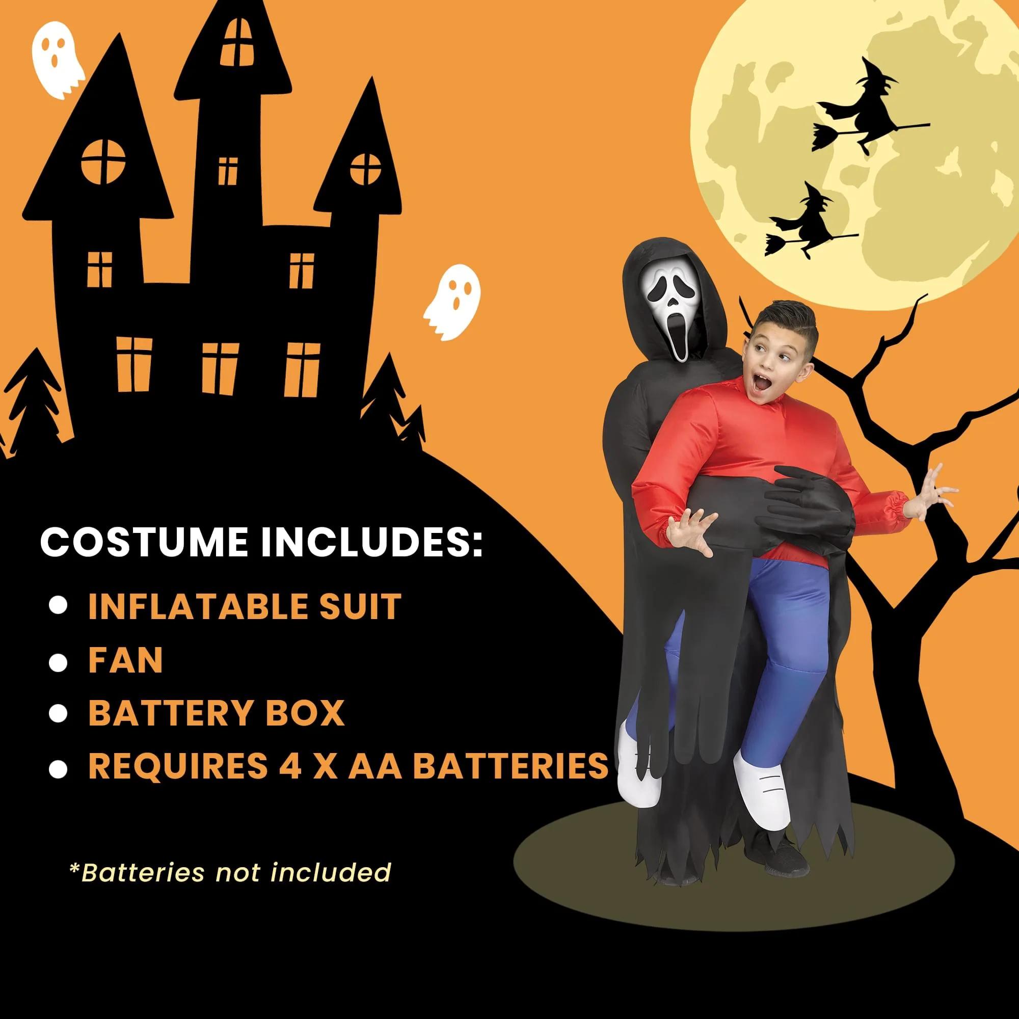 Scream Ghost Face Piggyback Inflatable Child Costume | One Size Fits Up to 14 - Image 5