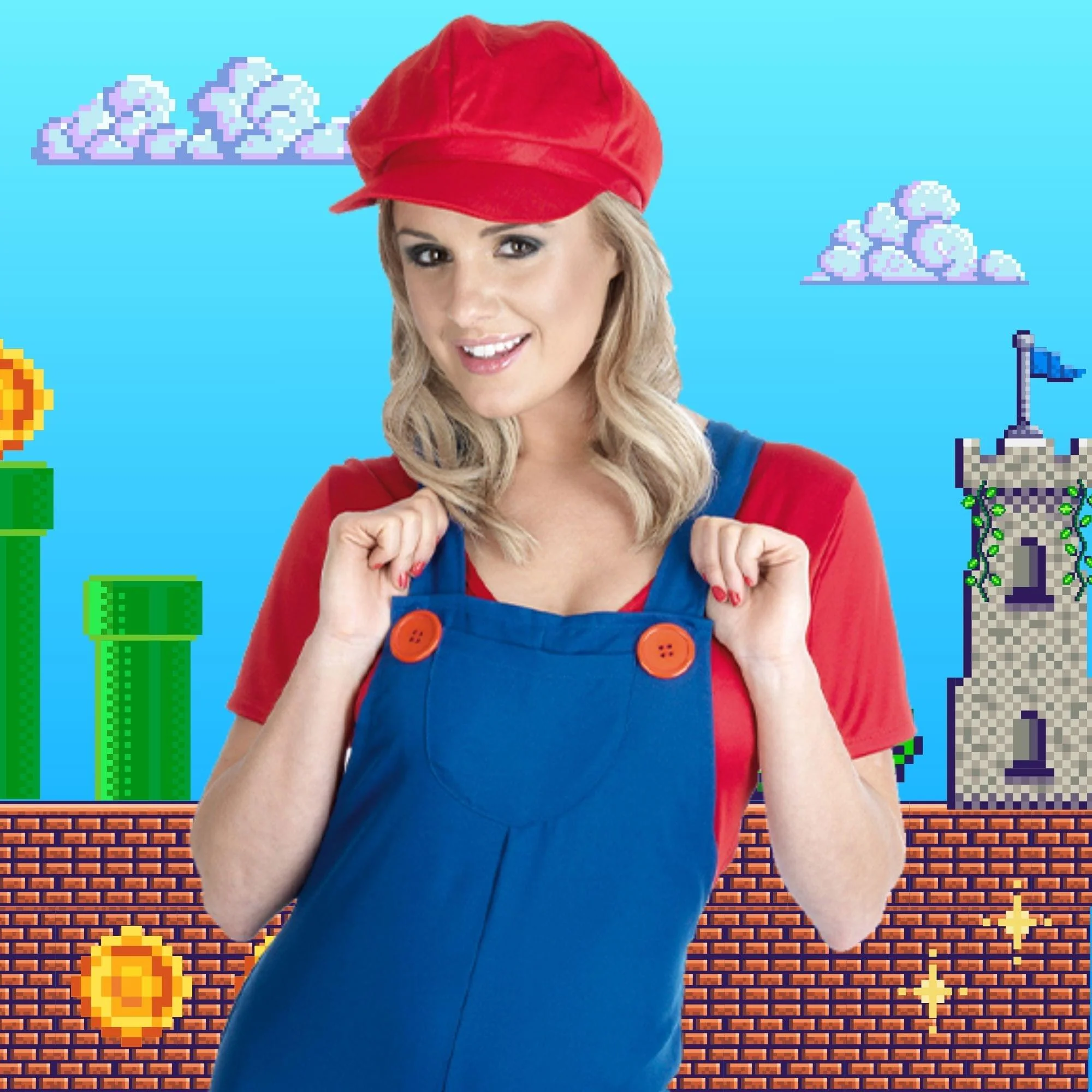 Sexy Red Plumber Adult Costume - Image 13