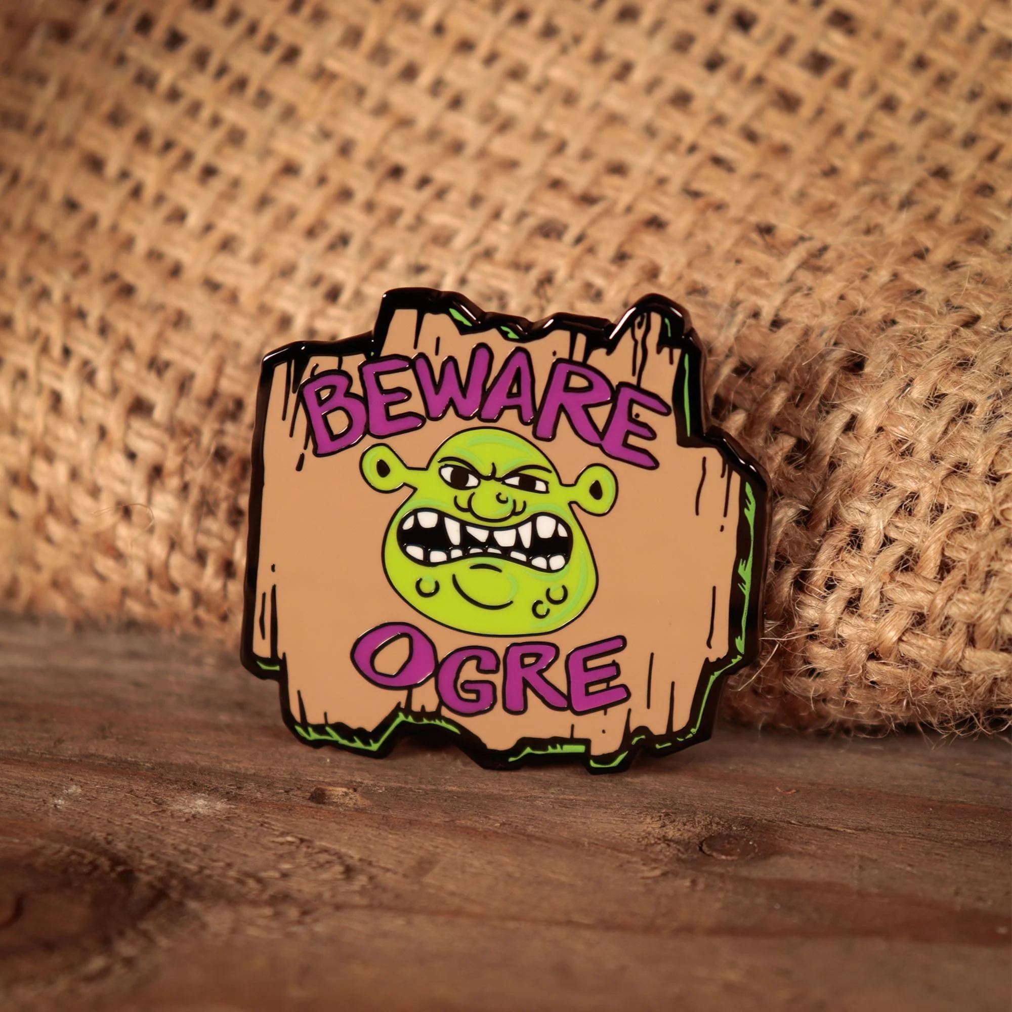 Shrek "Beware Ogre" Pin Badge - Image 2