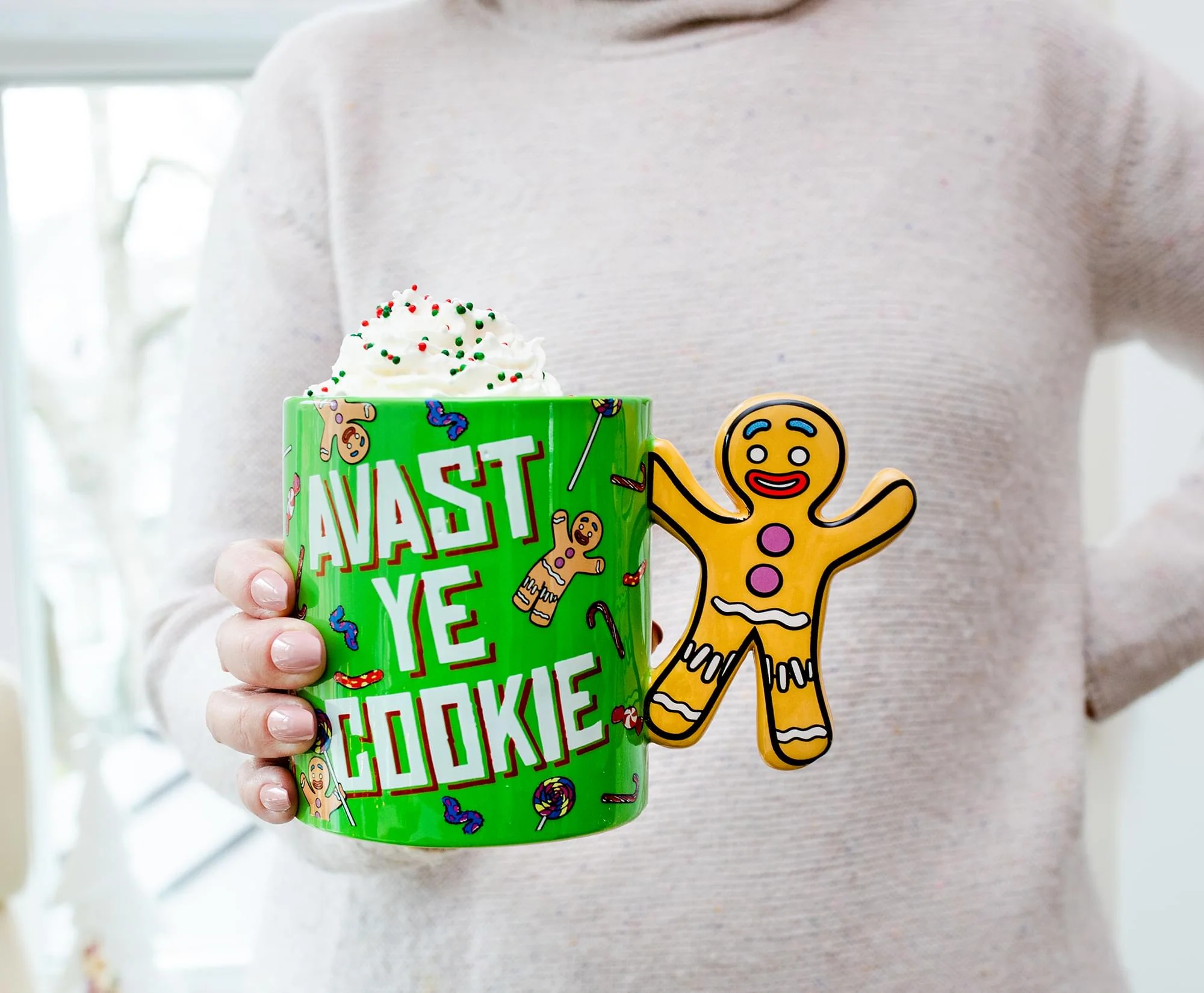Shrek Gingerbread Man "Avast Ye Cookie" Ceramic Mug With Sculpted Handle - Image 7
