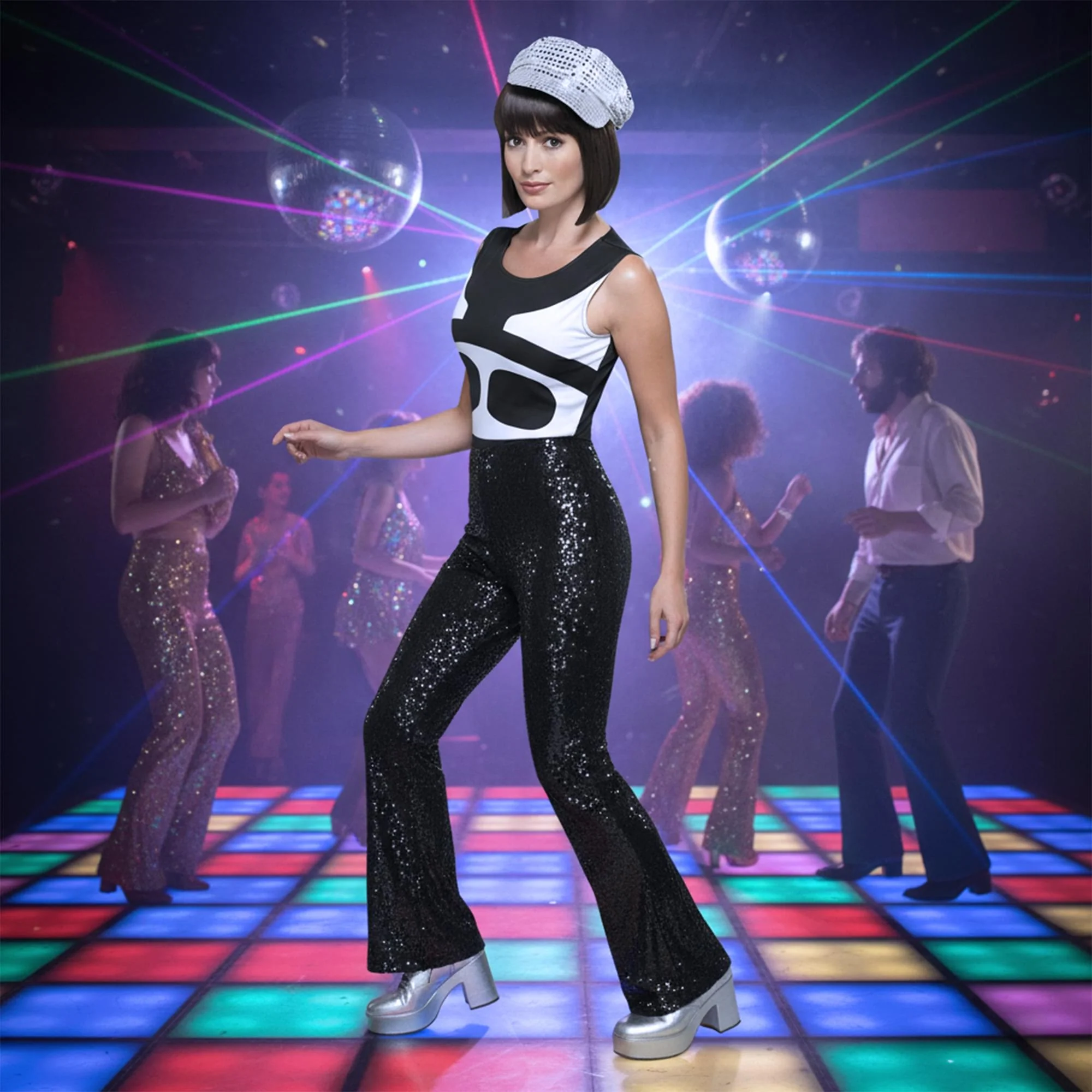 Silver Disco Hat Costume Accessory - Image 3