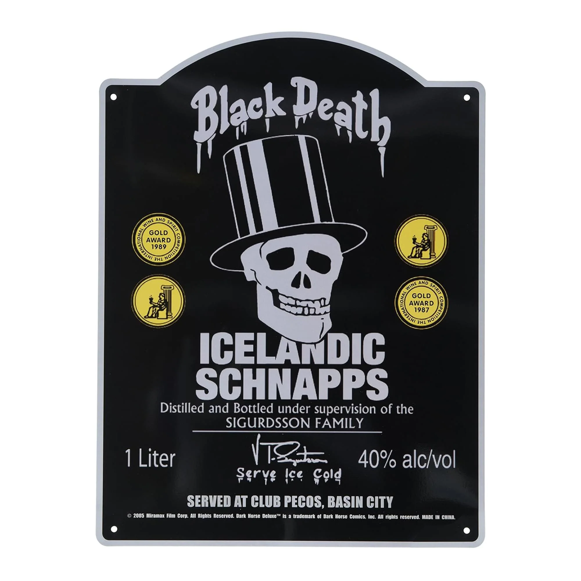 Sin City Movie Tin Sign Black Death Icelandic Schnapps