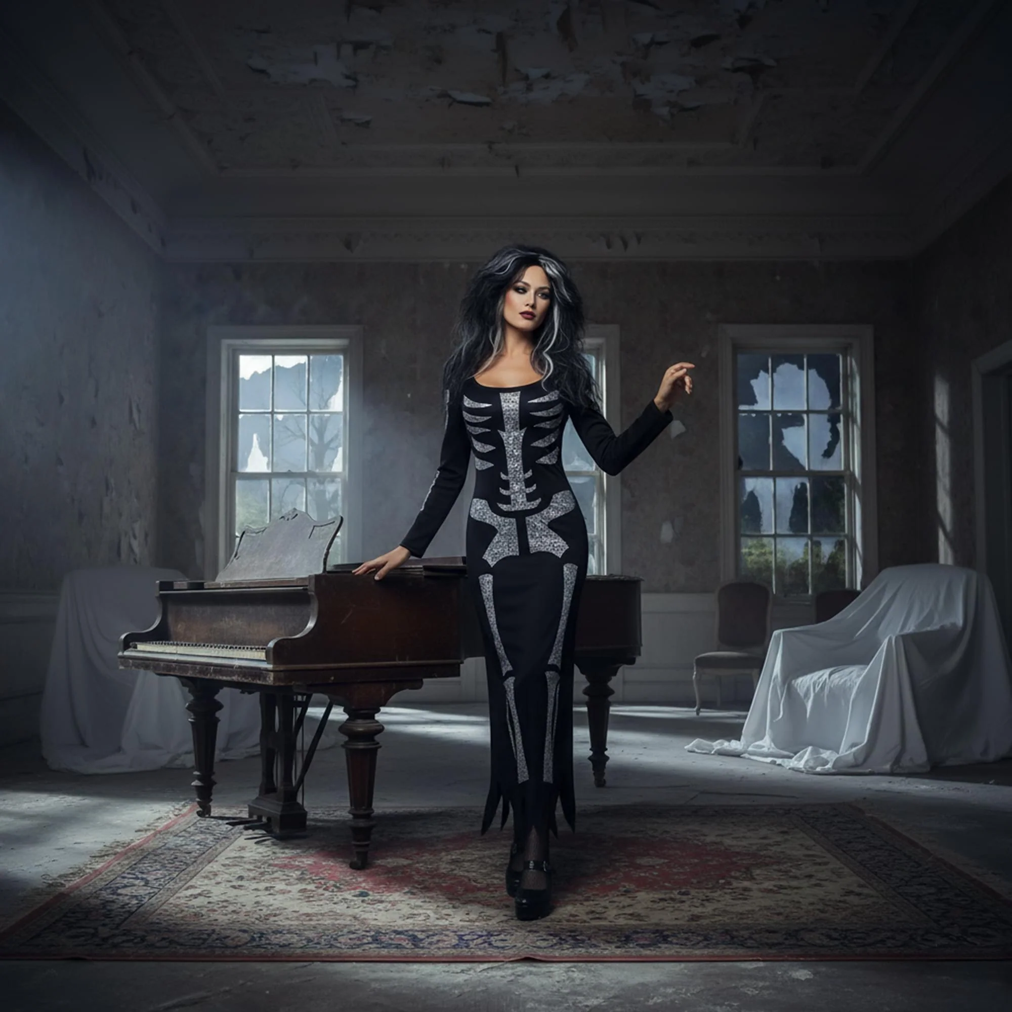 Skeleton Dress Adult Costume - Image 5