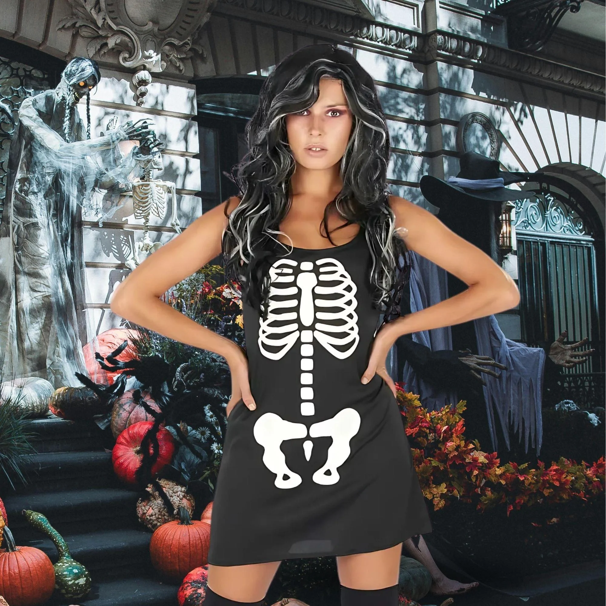 Skeleton Dress Adult Costume - Image 21