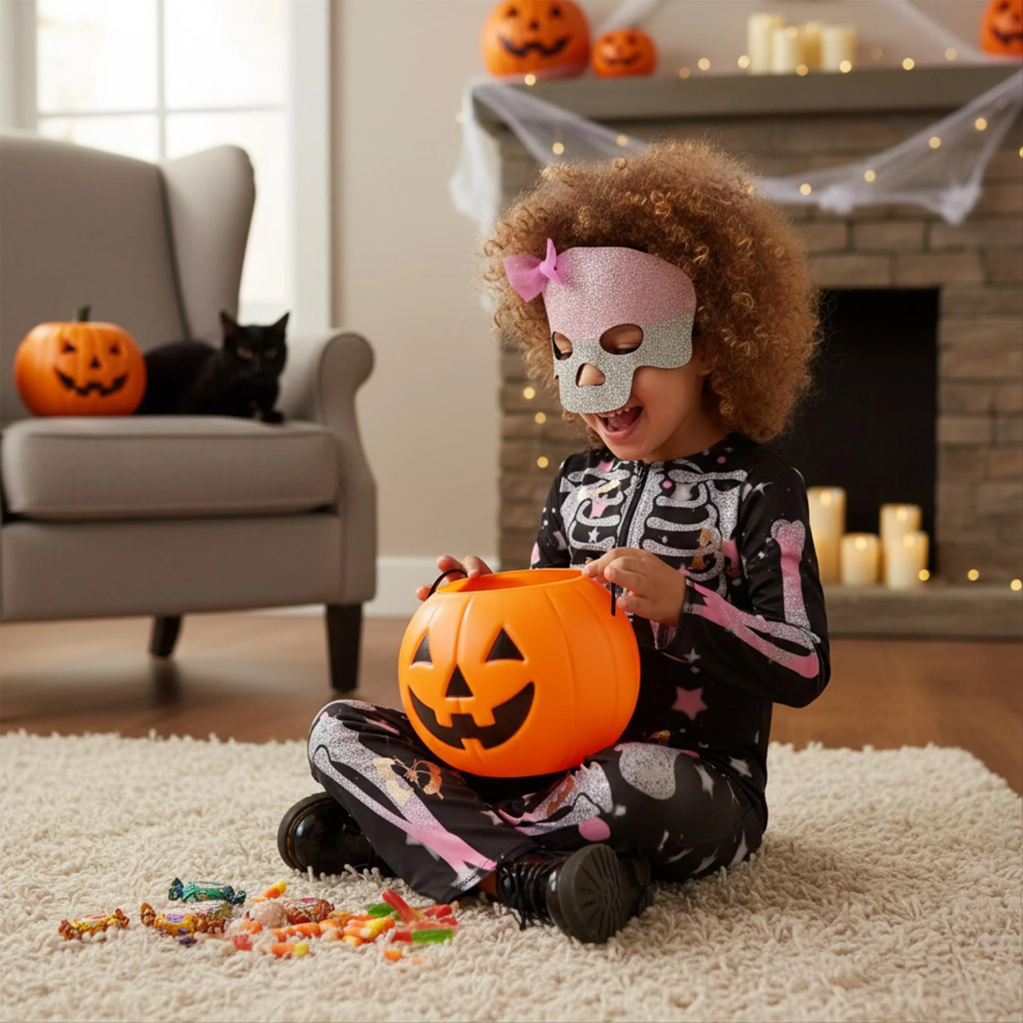 Skeleton Rose Gold Sparkle Child Costume - Image 14