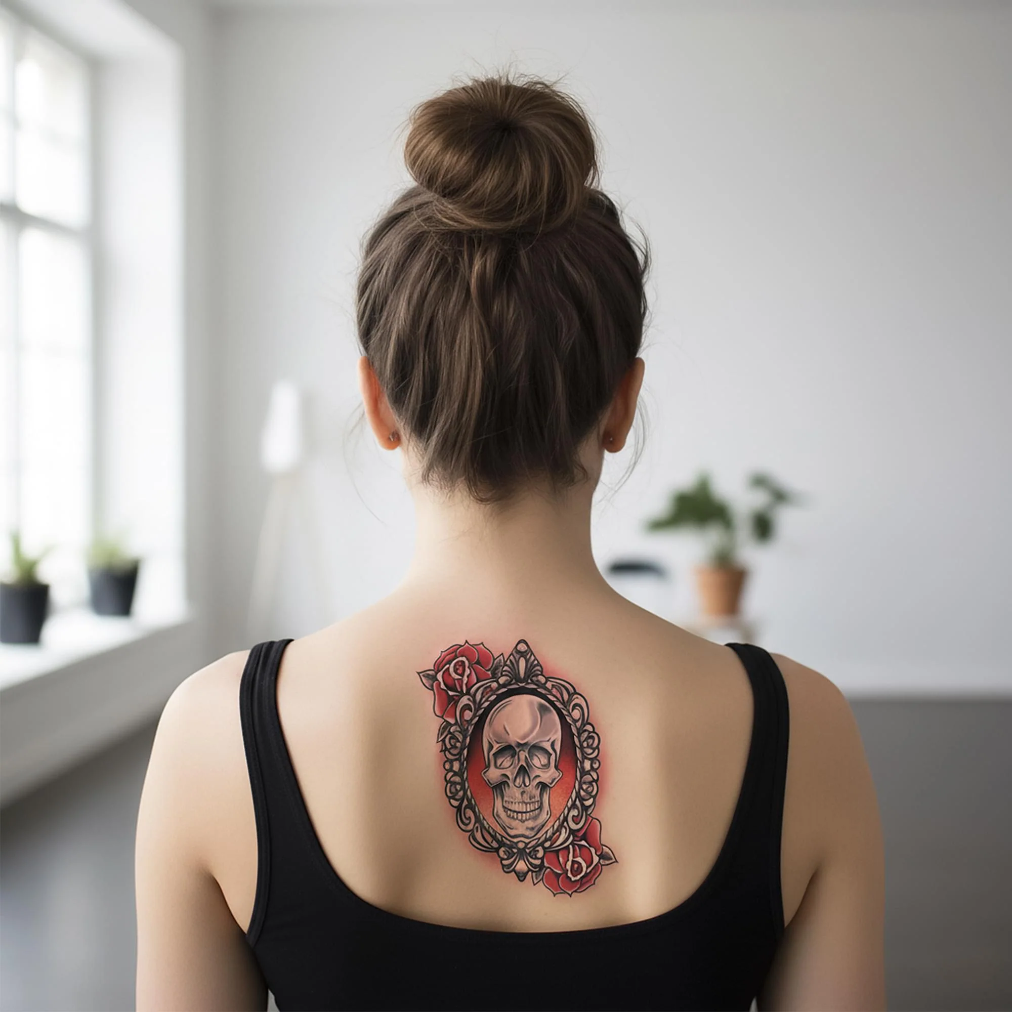 Skull and Roses Goth Tattoo Costume Accessory - Image 4
