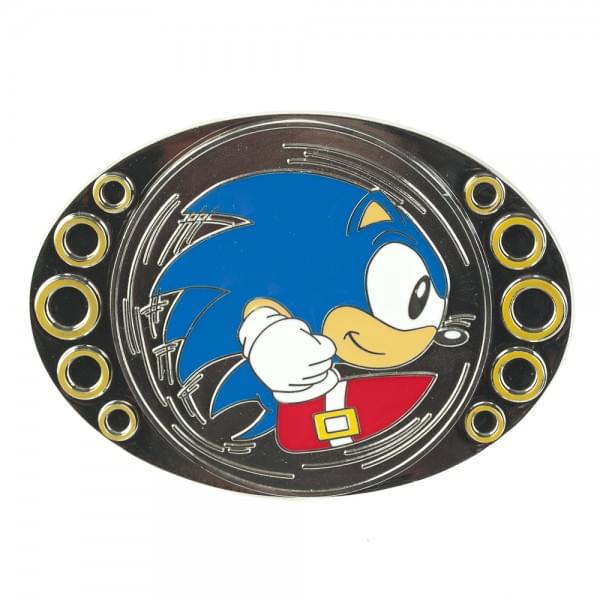 Sonic The Hedgehog Silver Coin Spinning Belt Buckle