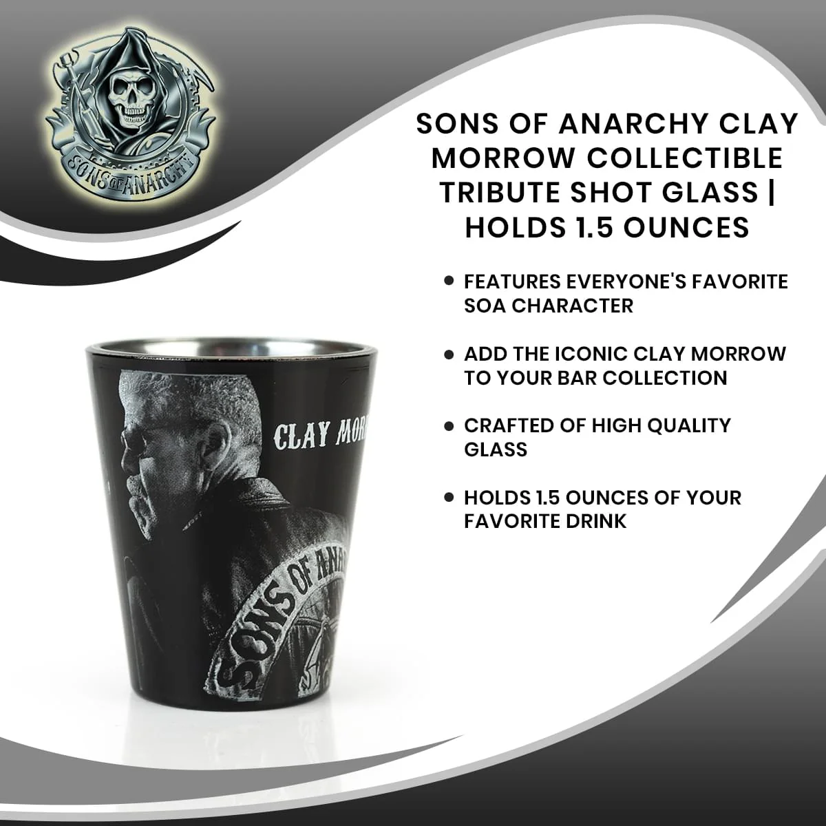 Sons of Anarchy Clay Morrow Collectible Tribute Shot Glass | Holds 1.5 Ounces - Image 7
