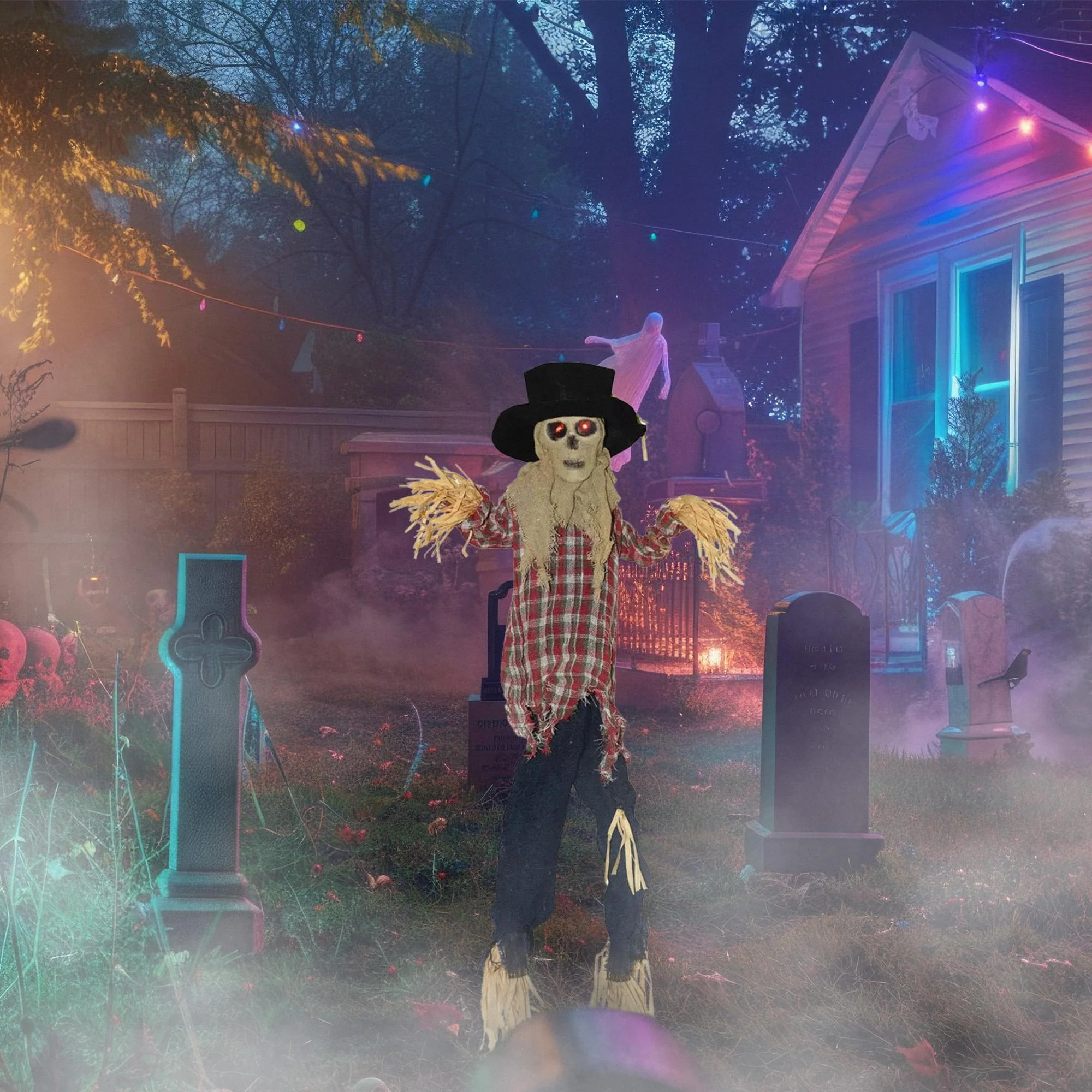 Sound Activated Kicking Scarecrow Halloween Decoration - Image 2