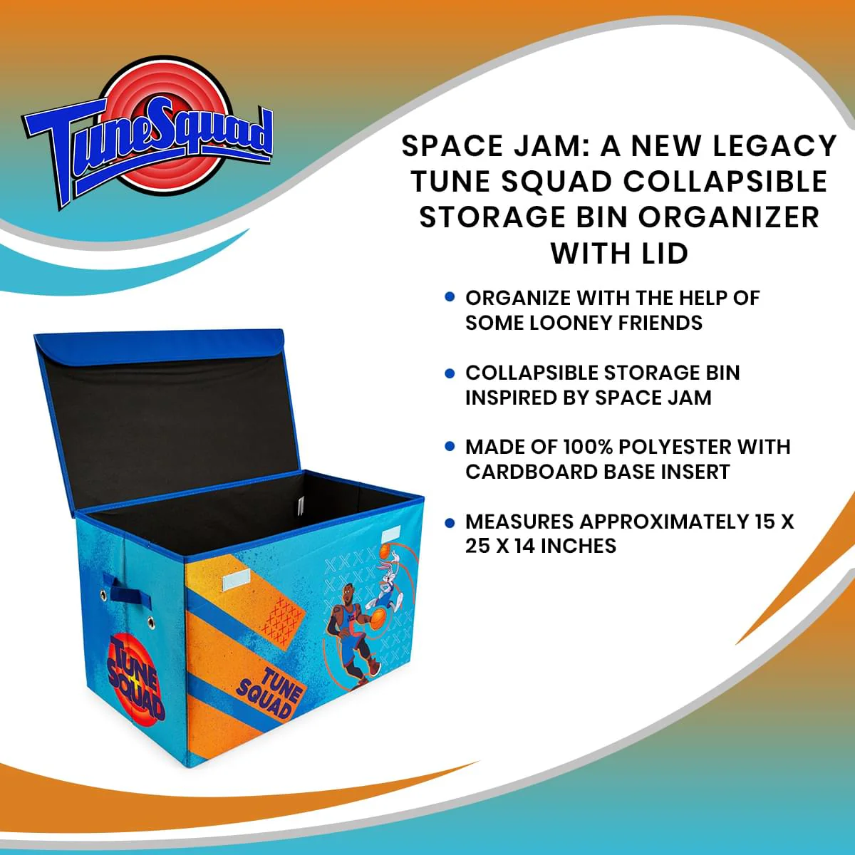 Space Jam: A New Legacy Tune Squad Collapsible Storage Bin Organizer with Lid - Image 7