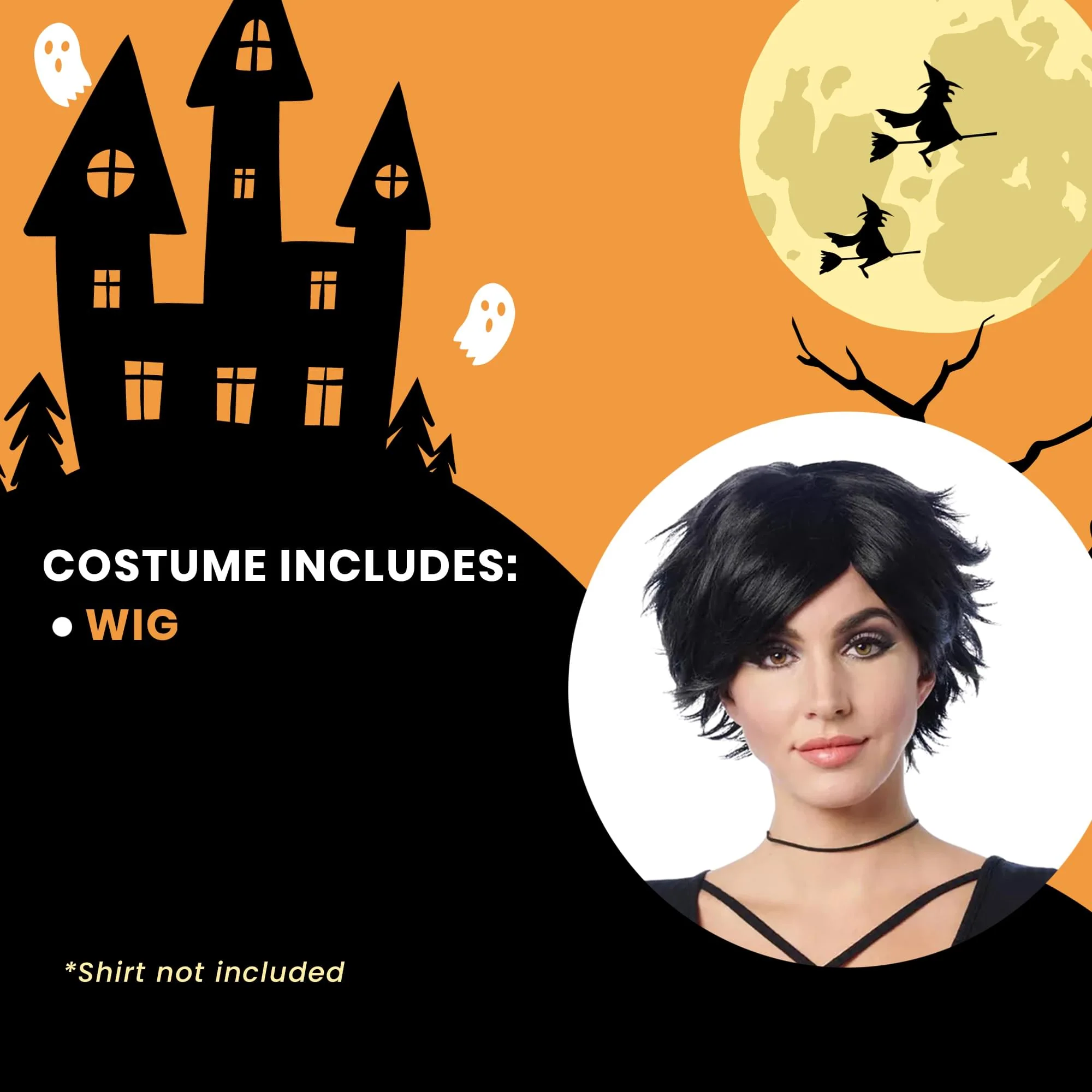 Spiky Short Black Adult Costume Wig - Image 4