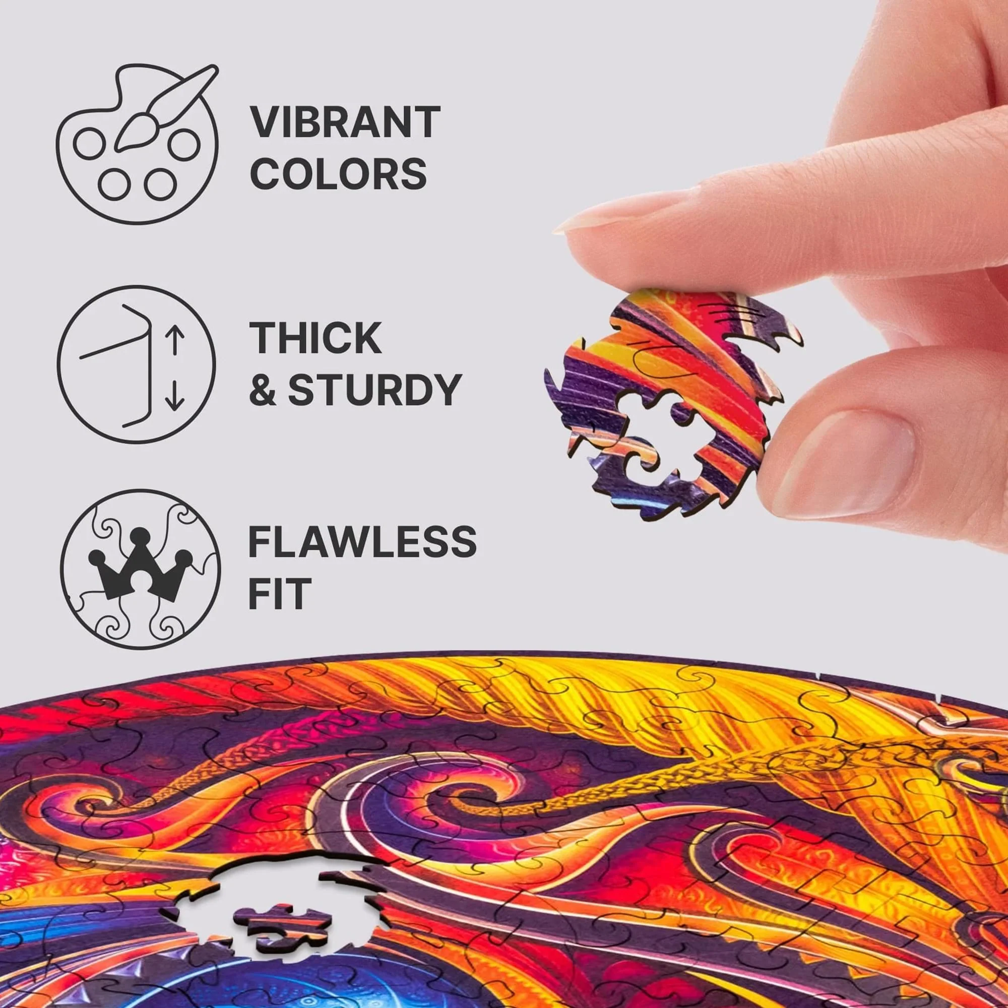 Spiral Incarnation Round 200 Piece Wooden Jigsaw Puzzle - Image 4