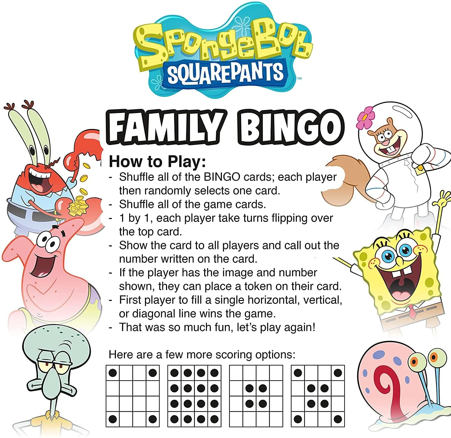 SpongeBob SquarePants Family Bingo | 2-18 Players - Image 3