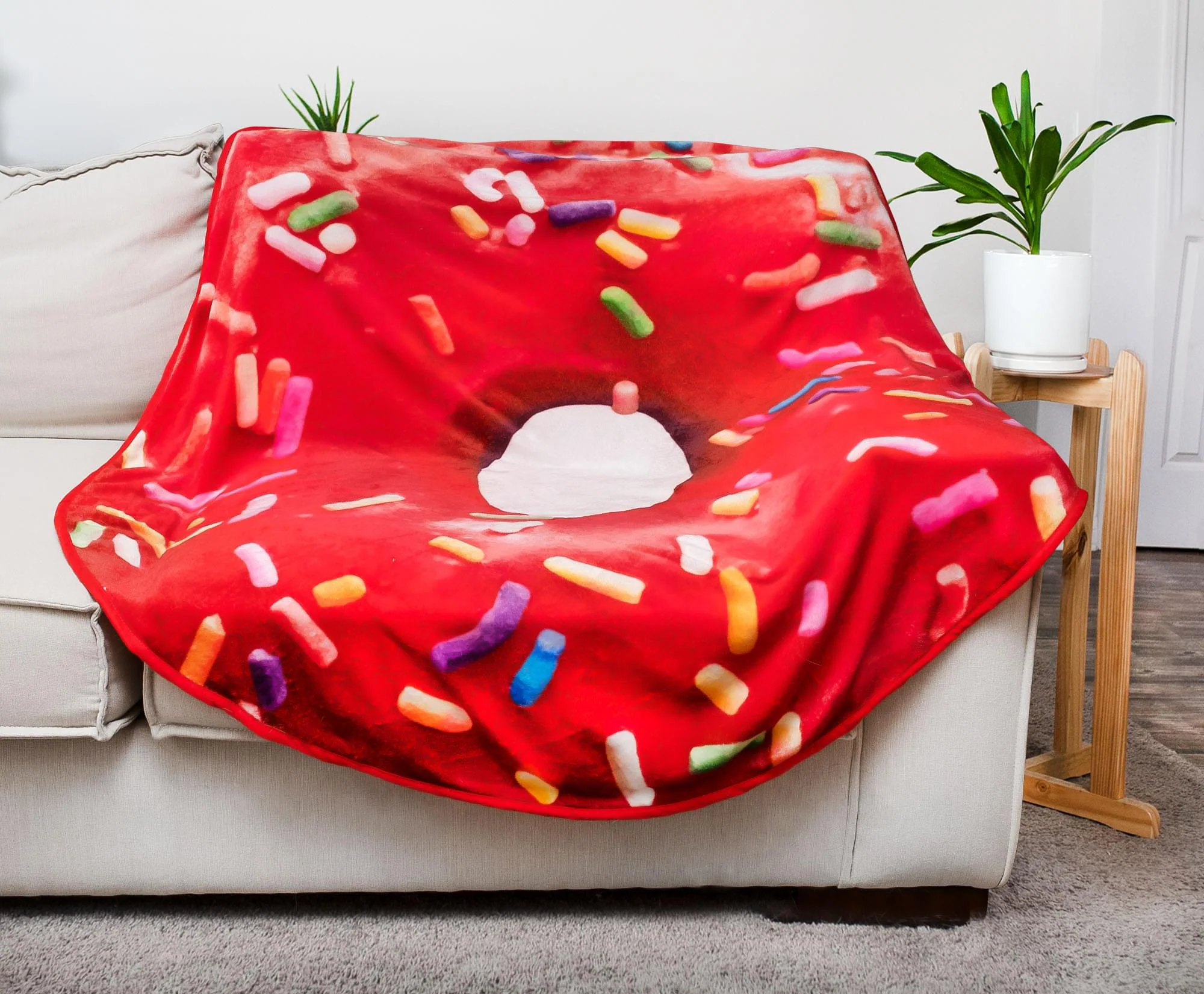 Sprinkle Donut Round Fleece Throw Blanket | 60 Inches - Image 3
