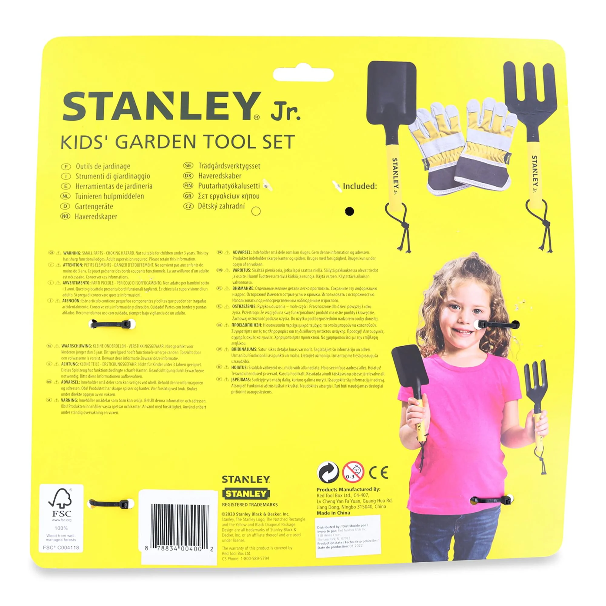 Stanley JR Garden Hand Tool 3 Piece Set | Hand Spade | Hand Fork | Work Gloves - Image 2