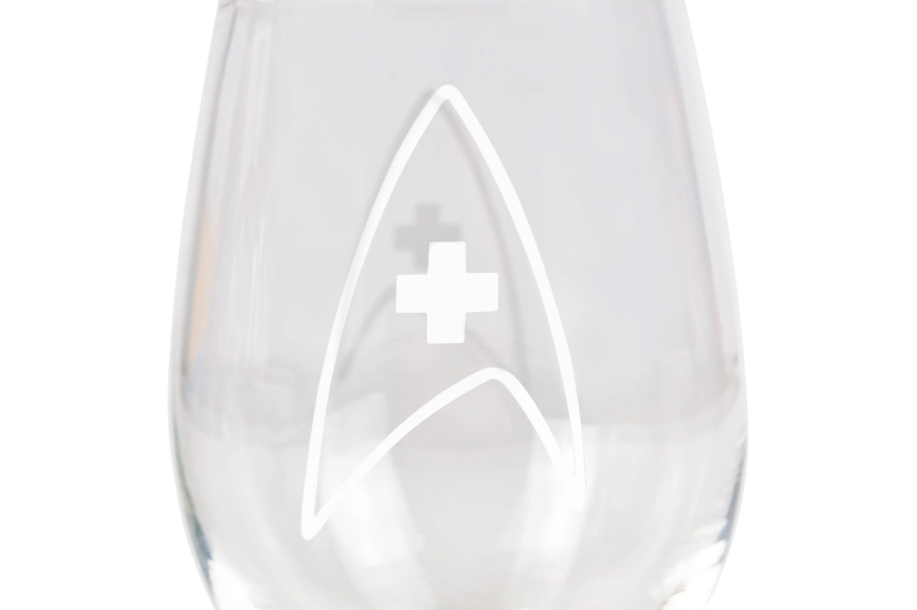 Star Trek Stemless Wine Glass Decorative Etched Medical Emblem | Holds 20 Ounces - Image 2