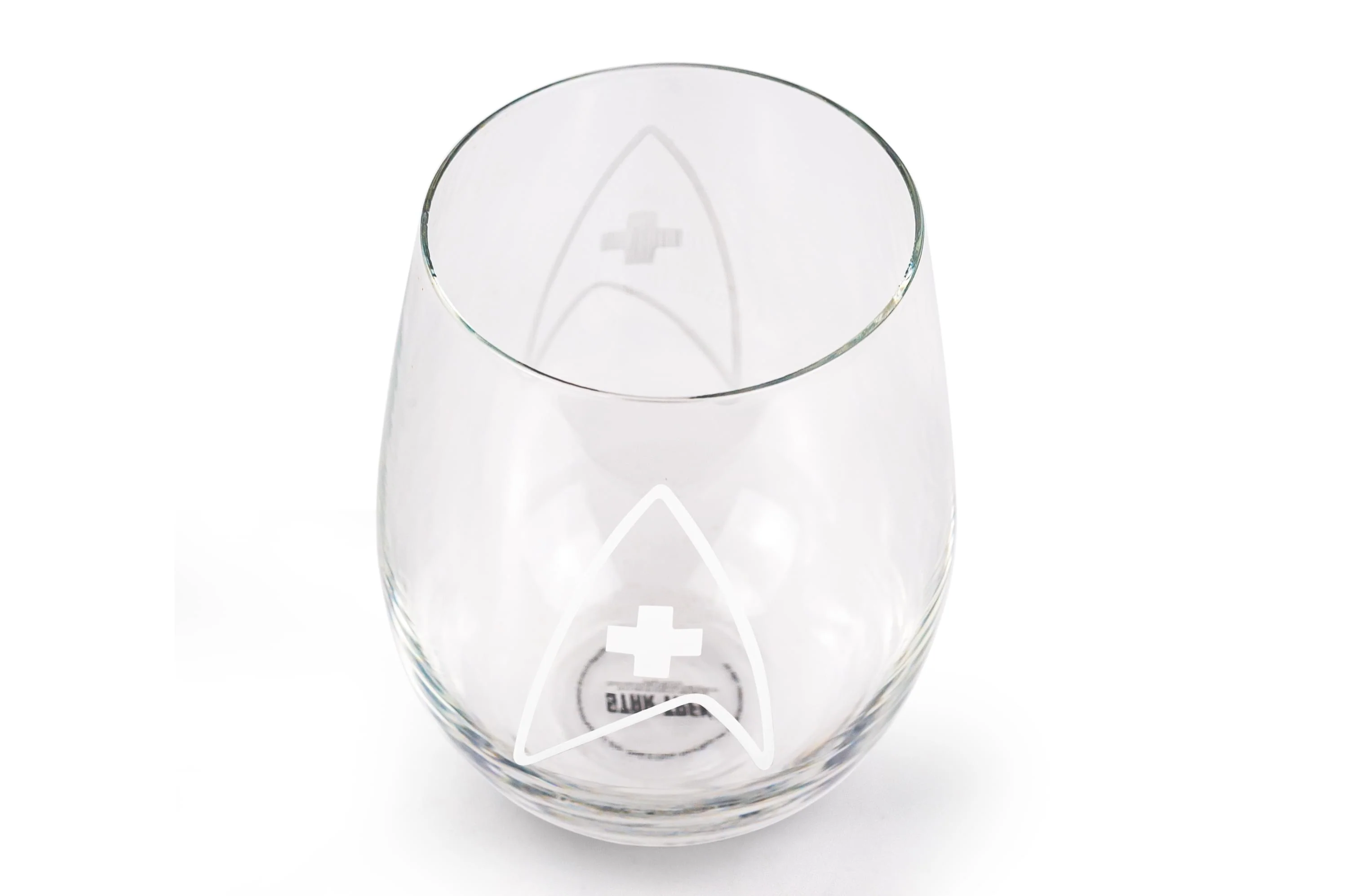 Star Trek Stemless Wine Glass Decorative Etched Medical Emblem | Holds 20 Ounces - Image 3
