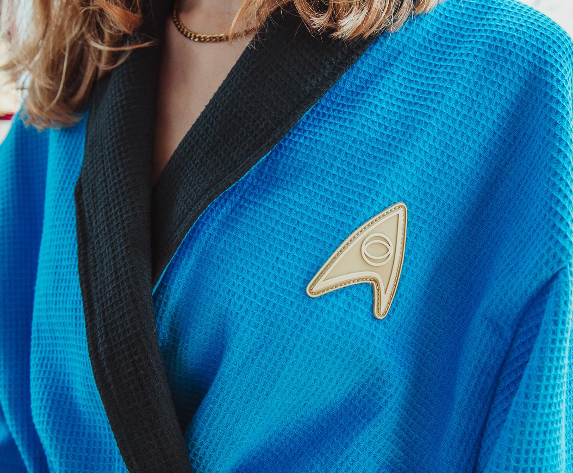 Star Trek: The Original Series Waffle-Weave Cotton Adult Bathrobe | Blue Medical - Image 6