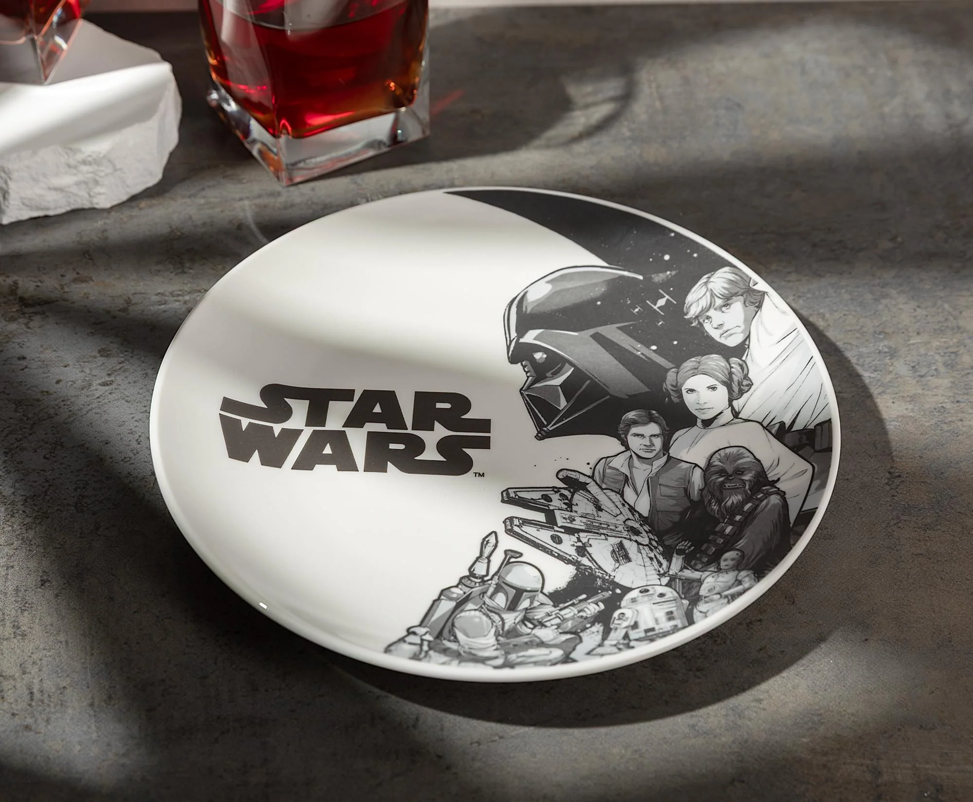 Star Wars Black-and-White Collage 8-Inch Ceramic Coupe Dinner Plate - Image 2