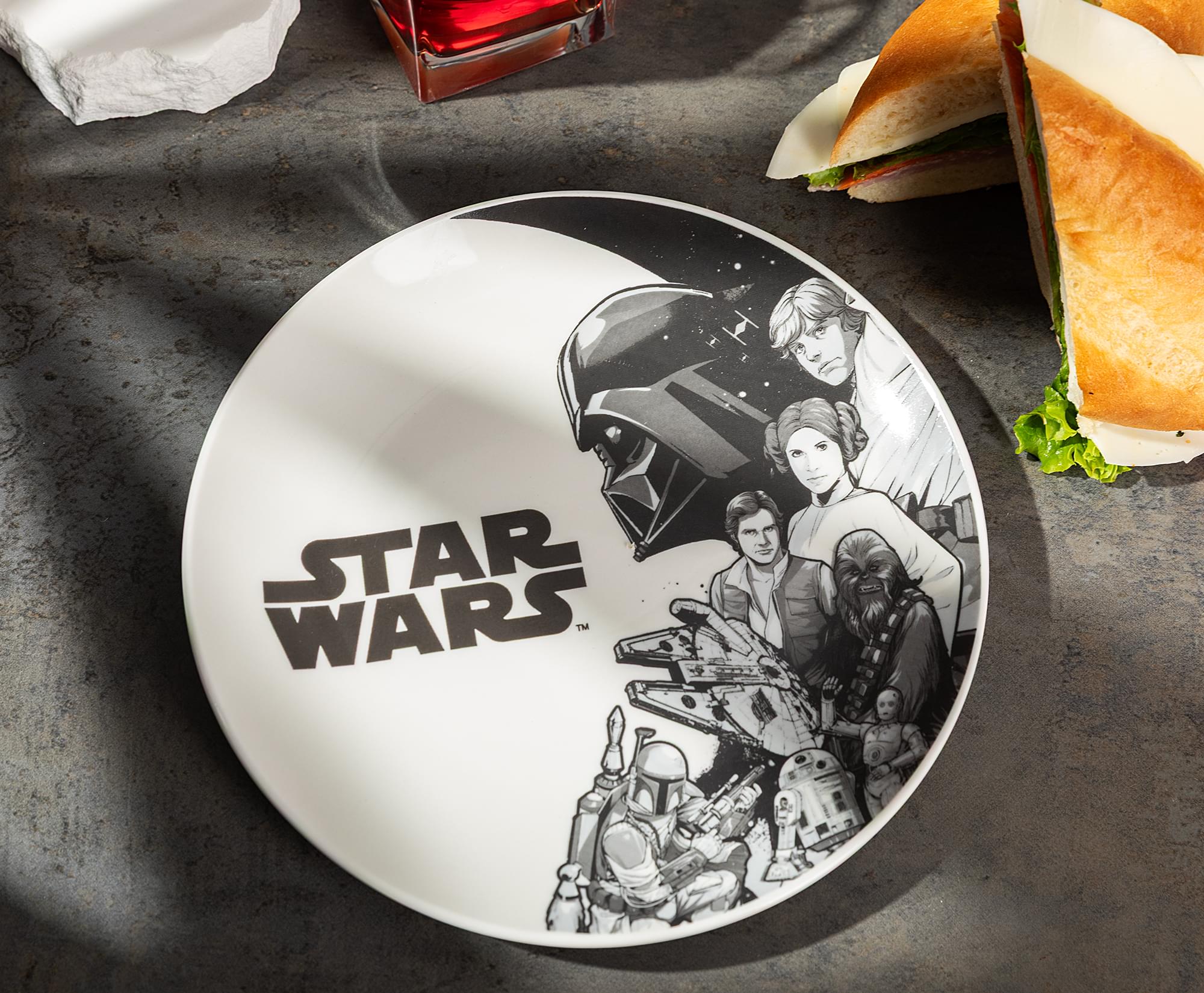 Star Wars Black-and-White Collage 8-Inch Ceramic Coupe Dinner Plate - Image 3