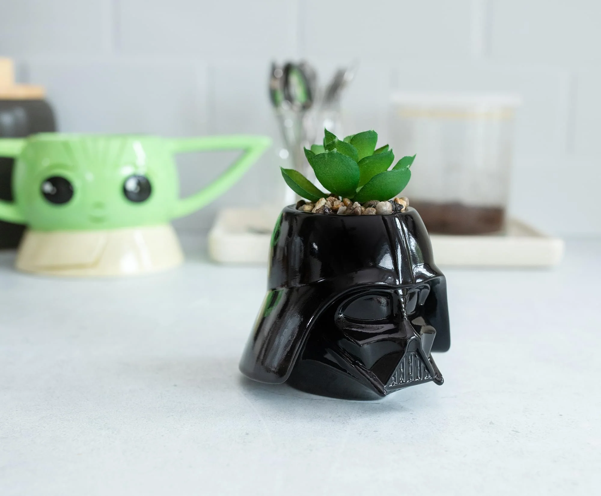 Star Wars Darth Vader 3-Inch Ceramic Mini Planter with Artificial Succulent - Image 3