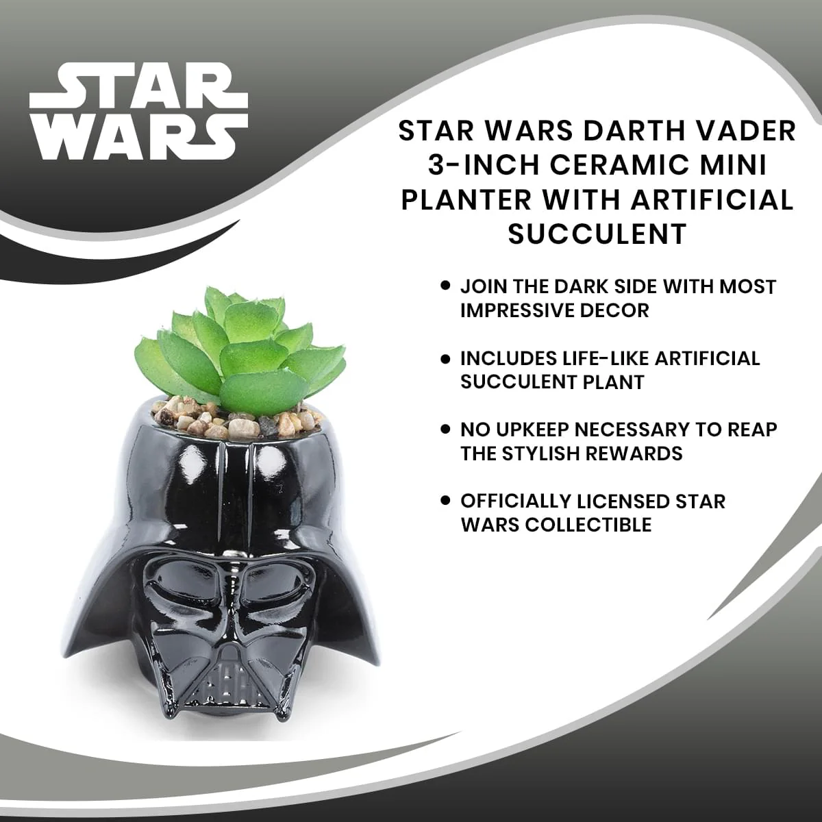 Star Wars Darth Vader 3-Inch Ceramic Mini Planter with Artificial Succulent - Image 7