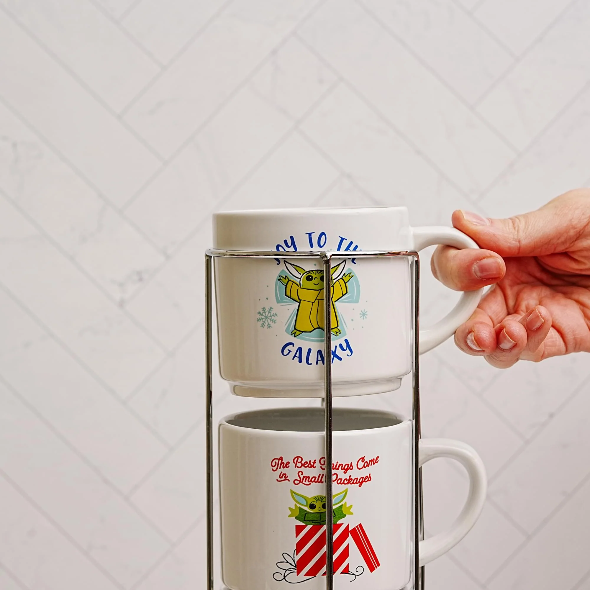 Star Wars Grogu Holiday Cuteness 4-Piece 10oz Stackable Ceramic Mug Set - Image 7