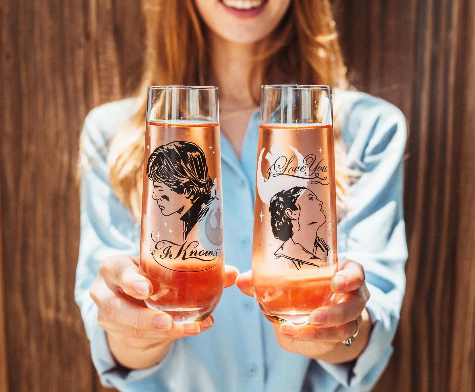 Star Wars Han and Leia "I Love You, I Know" Stemless Fluted Glassware | Set of 2 - Image 2