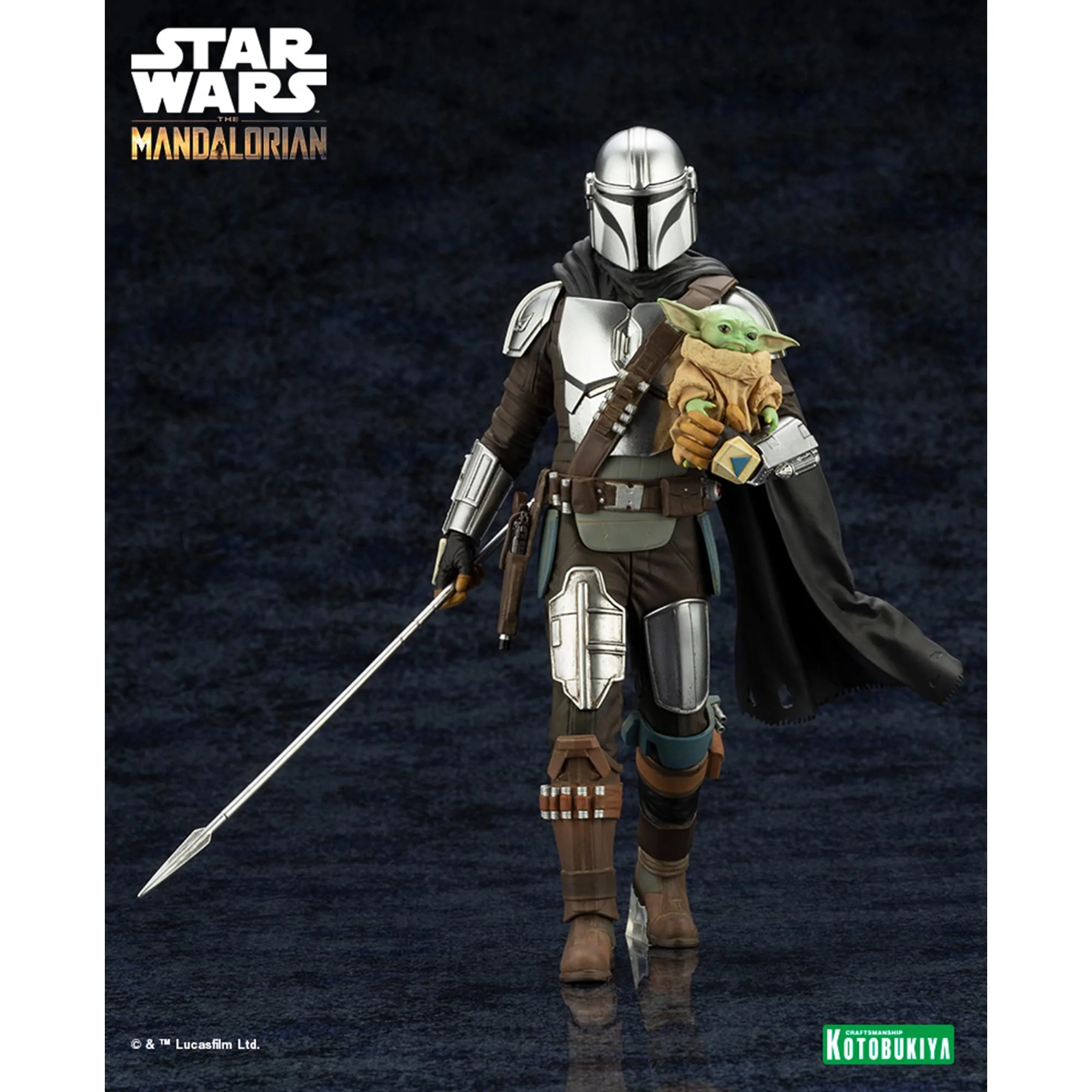Star Wars Mandalorian & Grogu with Beskar Staff ARTFX Statue - Image 2