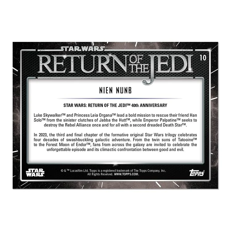 Star Wars ROTJ 40th Anniversary 2023 Topps Card #10 | Nien Nunb - Image 2
