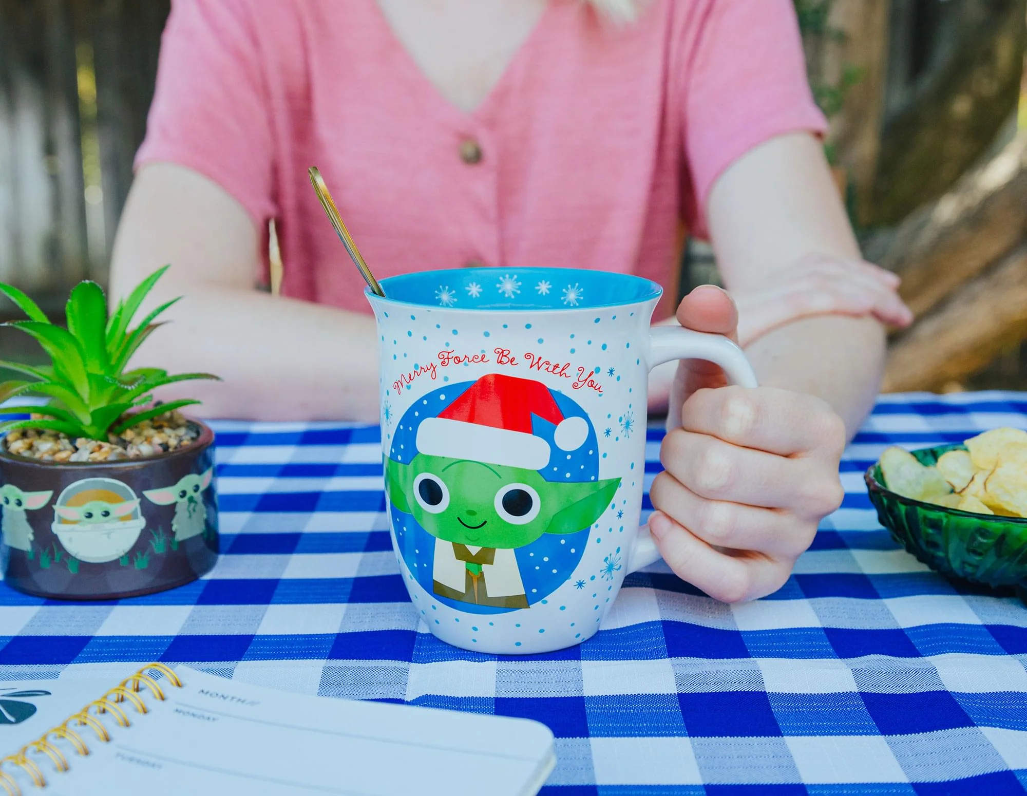 Star Wars Santa Yoda Wide-Rim Ceramic Latte Mug | Holds 16 Ounces - Image 5