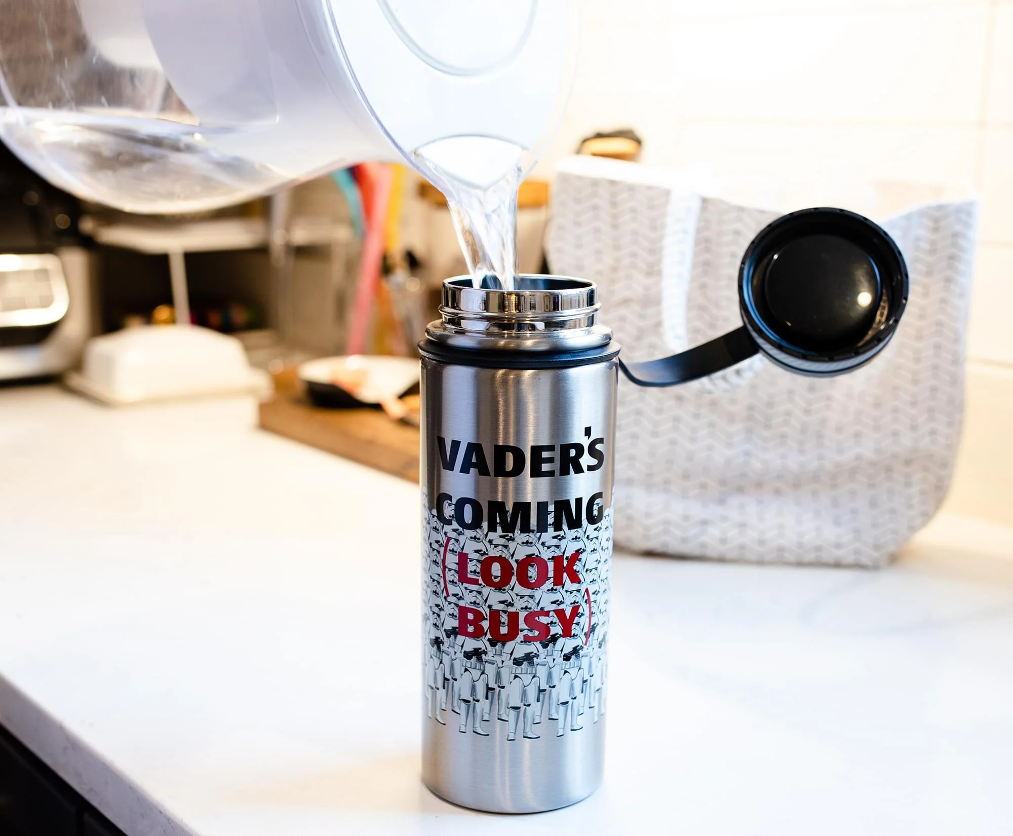 Star Wars Stormtroopers "Vader's Coming, Look Busy" Canteen Water Bottle | Holds 18 Ounces - Image 3