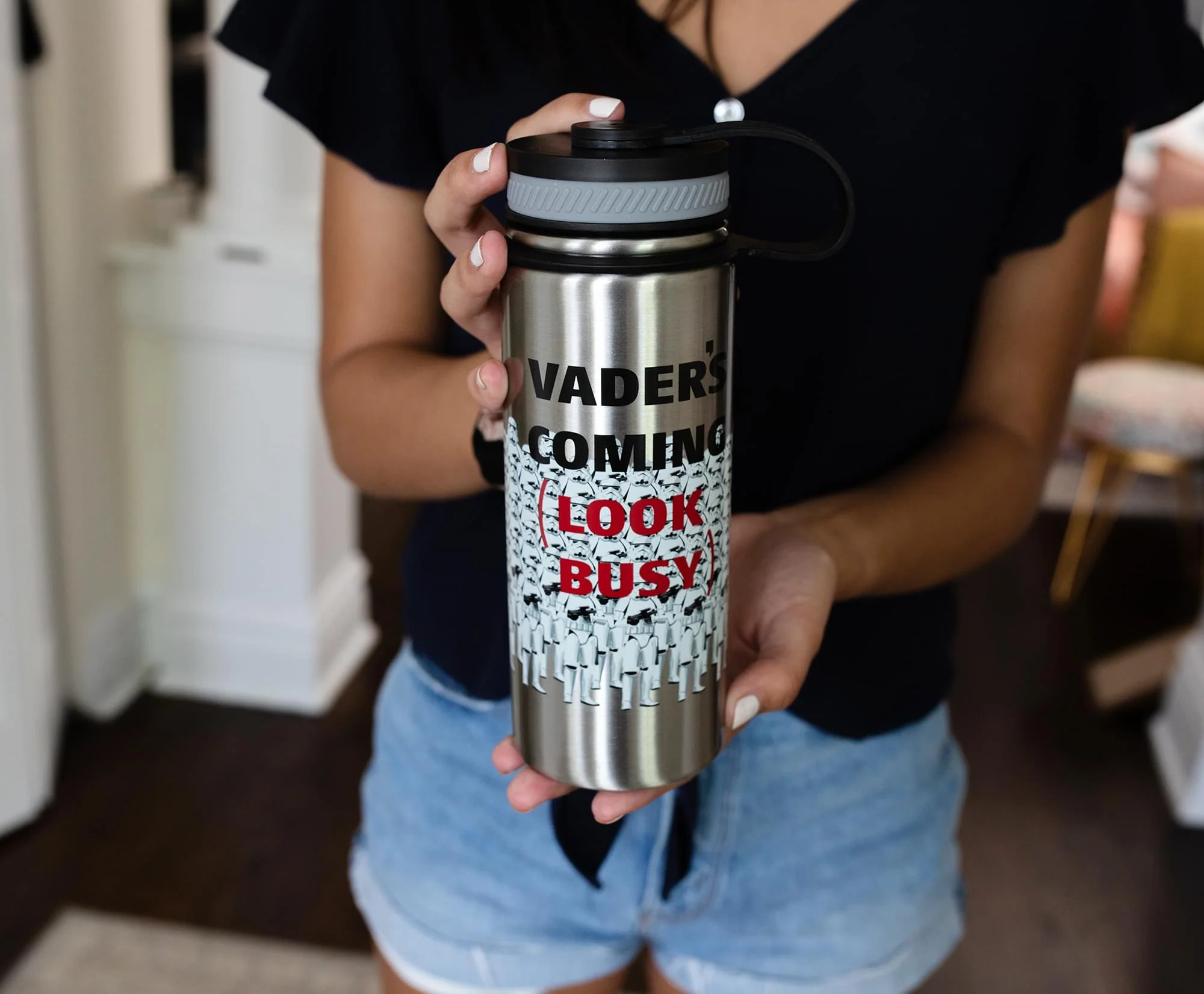 Star Wars Stormtroopers "Vader's Coming, Look Busy" Canteen Water Bottle | Holds 18 Ounces - Image 4