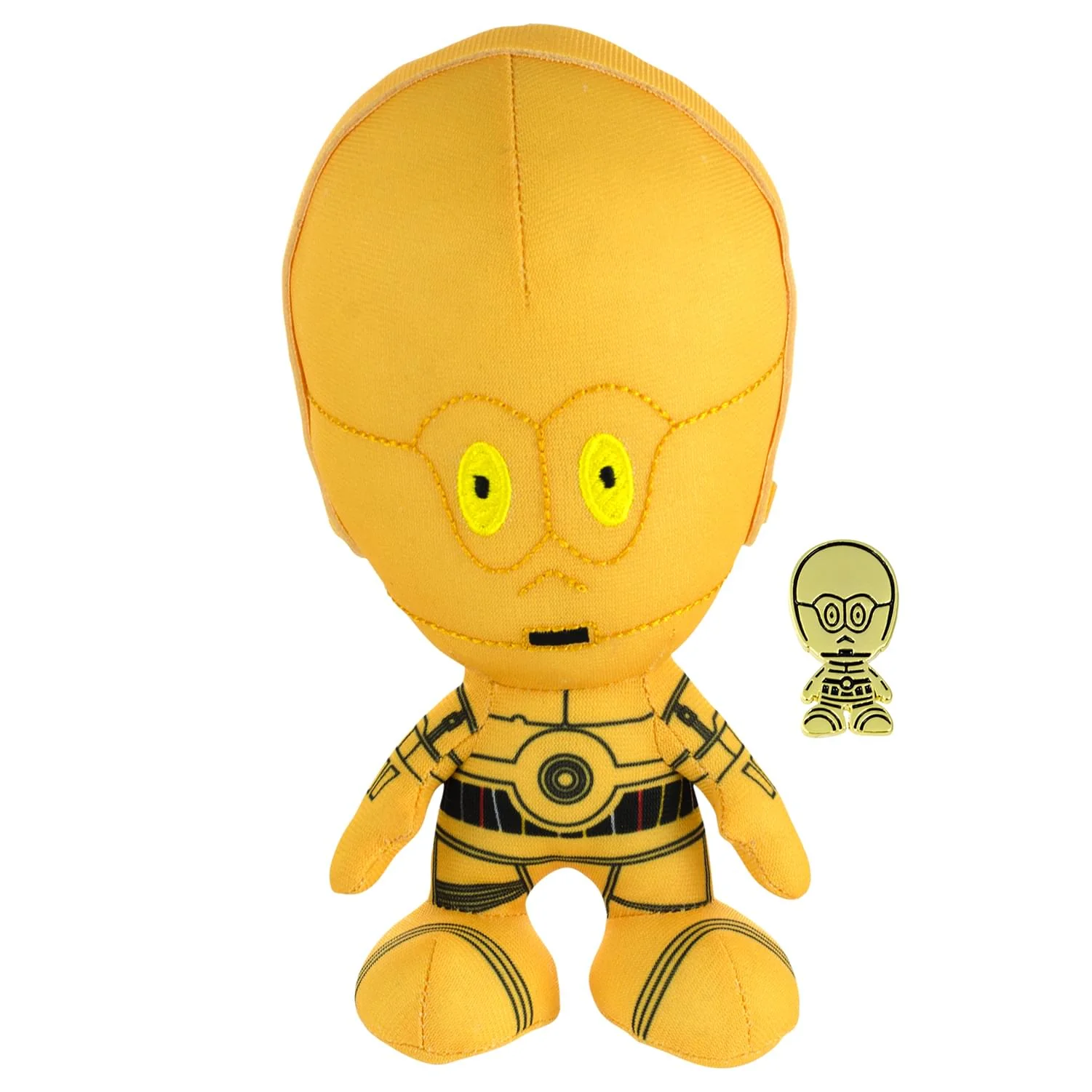 Star Wars Stylized 7 Inch Plush w/ Enamel Pins | Set of 3 | R2, C3PO, Yoda - Image 2