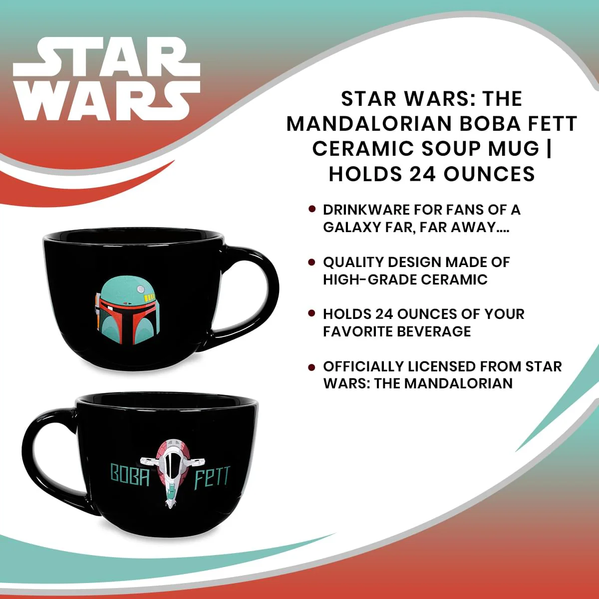 Star Wars: The Mandalorian Boba Fett Ceramic Soup Mug | Holds 24 Ounces - Image 7