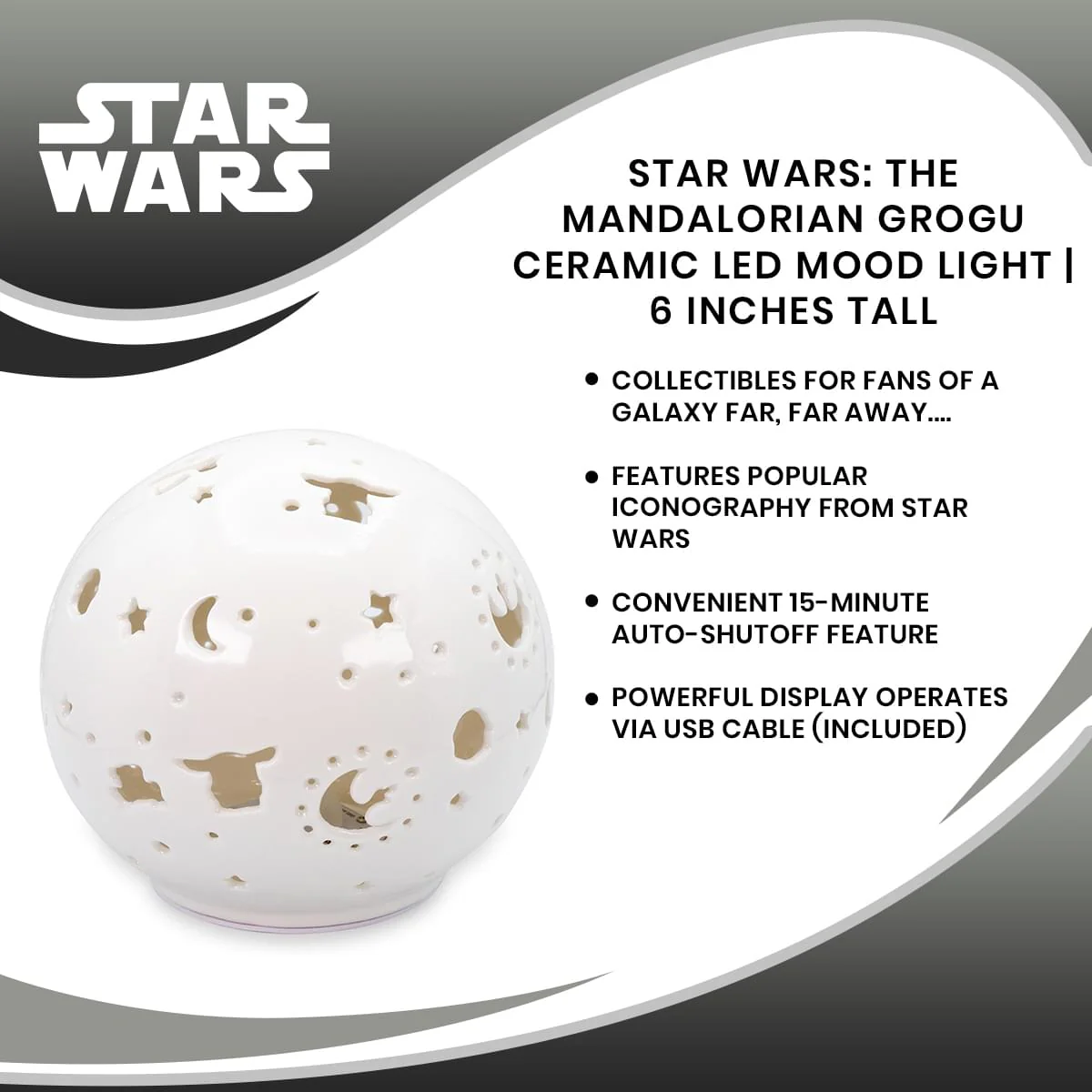 Star Wars: The Mandalorian Grogu Ceramic LED Mood Light | 6 Inches Tall - Image 7