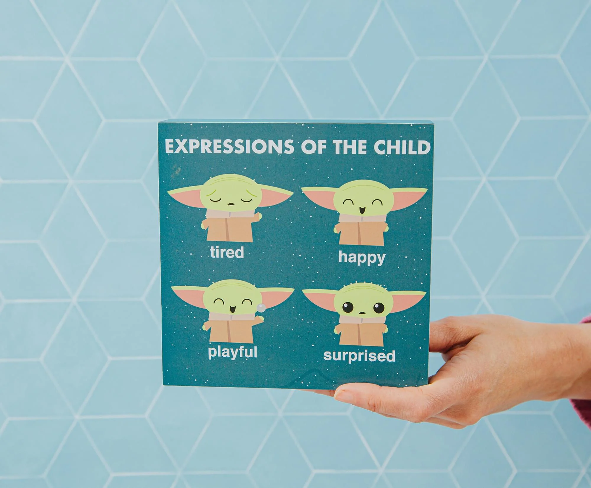 Star Wars: The Mandalorian Grogu "Expressions" Wooden Box Sign | 6 x 6 Inches - Image 8