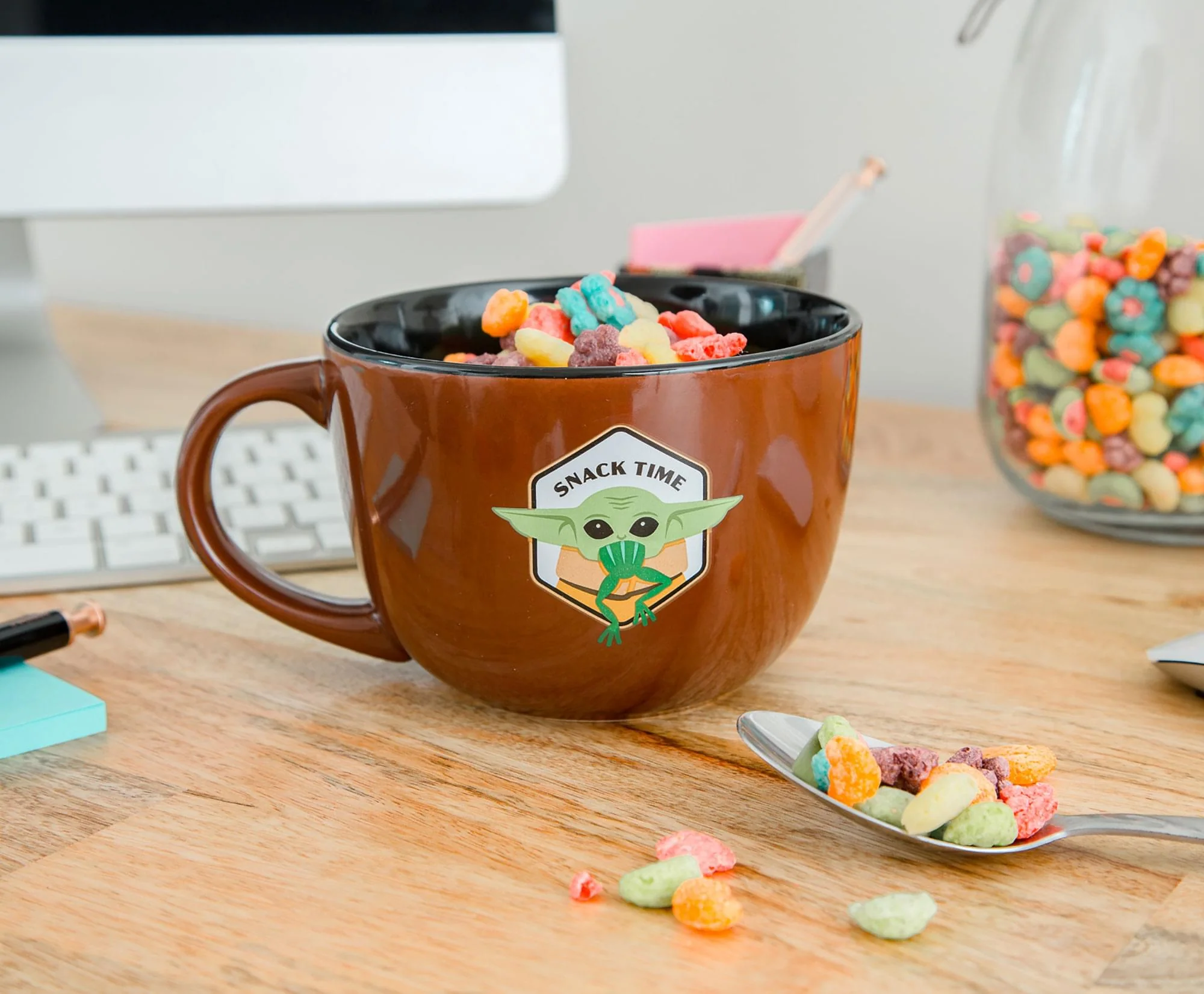 Star Wars: The Mandalorian Grogu "Snack Time" Ceramic Soup Mug | 24 Ounces - Image 6