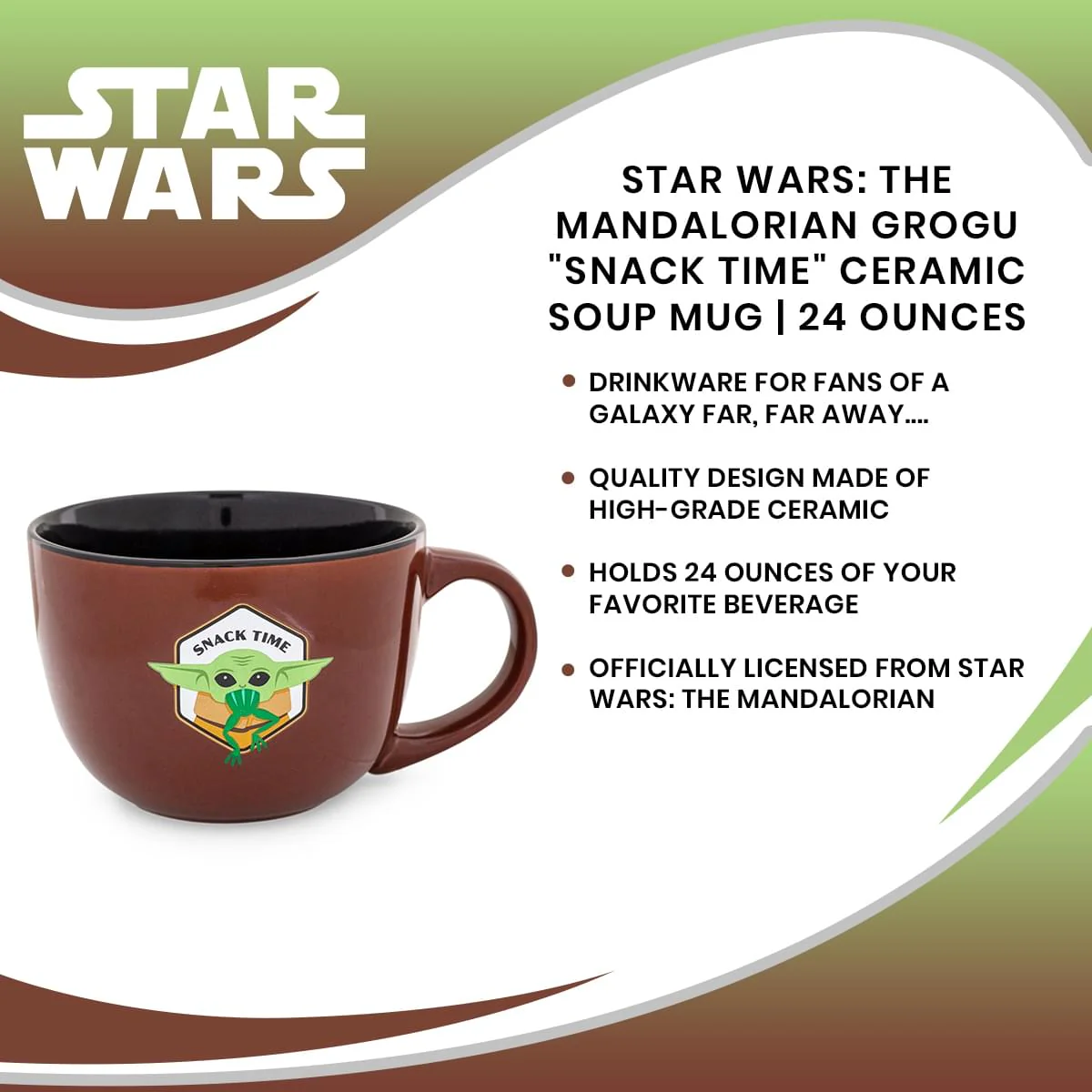 Star Wars: The Mandalorian Grogu "Snack Time" Ceramic Soup Mug | 24 Ounces - Image 7