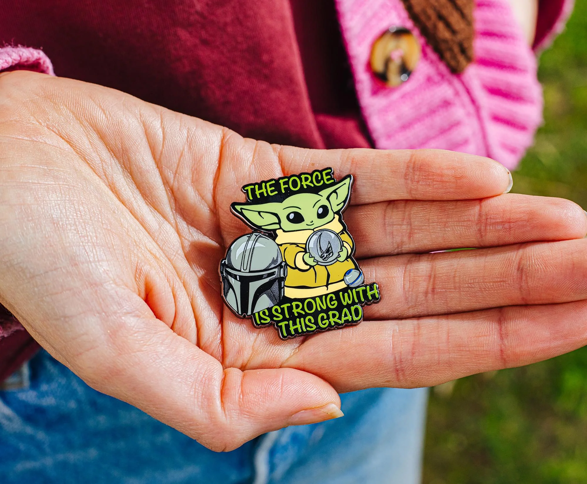 Star Wars: The Mandalorian Grogu "The Force Is Strong With This Grad" Enamel Pin - Image 5