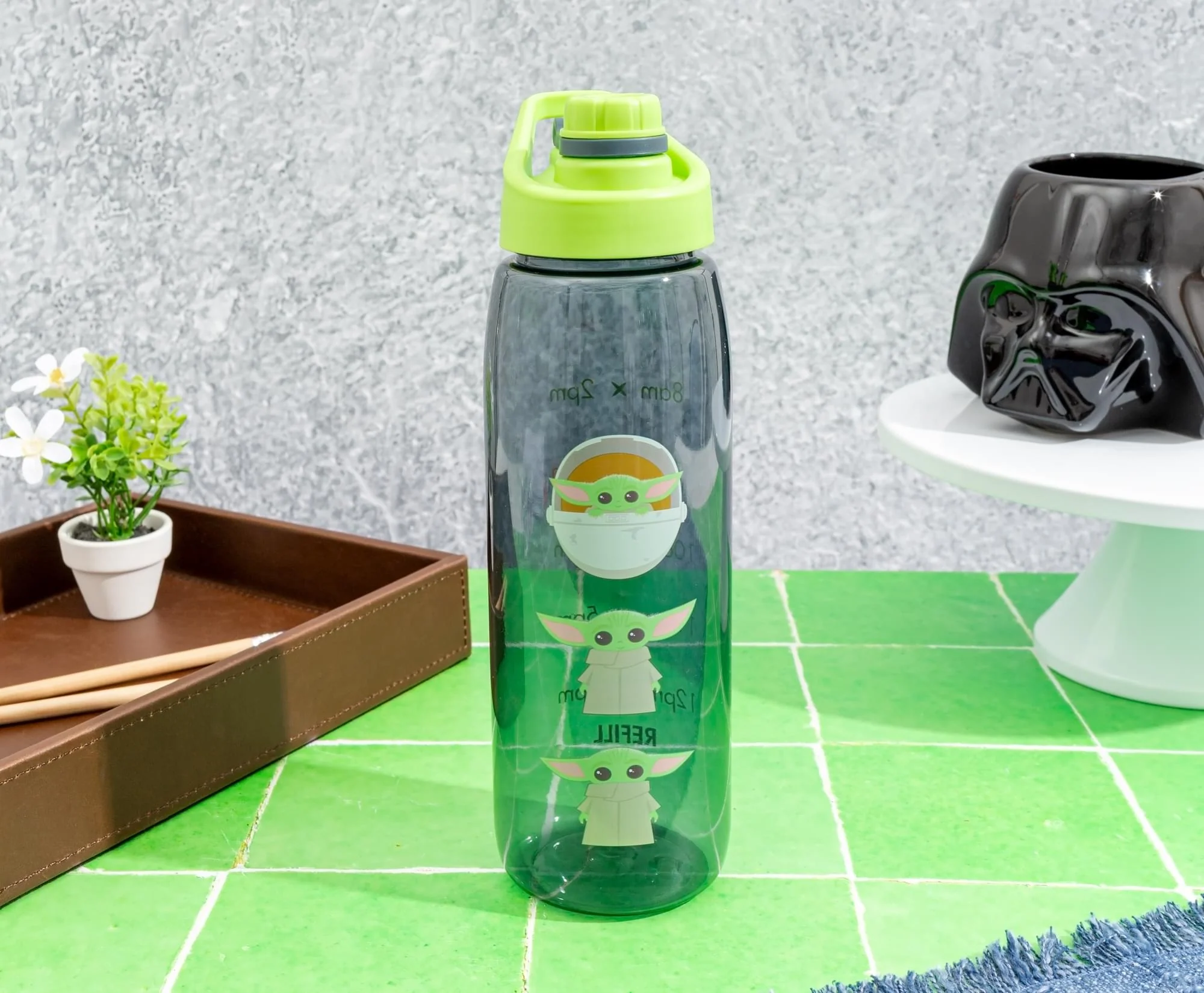 Star Wars: The Mandalorian Grogu Water Bottle With Time Marker | Holds 28 Ounces - Image 4