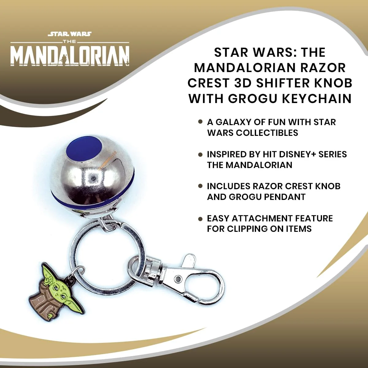 Star Wars: The Mandalorian Razor Crest 3D Shifter Knob with Grogu Keychain - Image 7