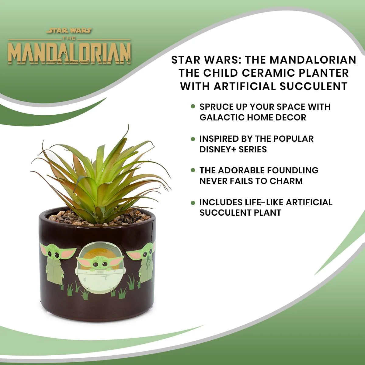 Star Wars: The Mandalorian The Child Ceramic Planter with Artificial Succulent - Image 7