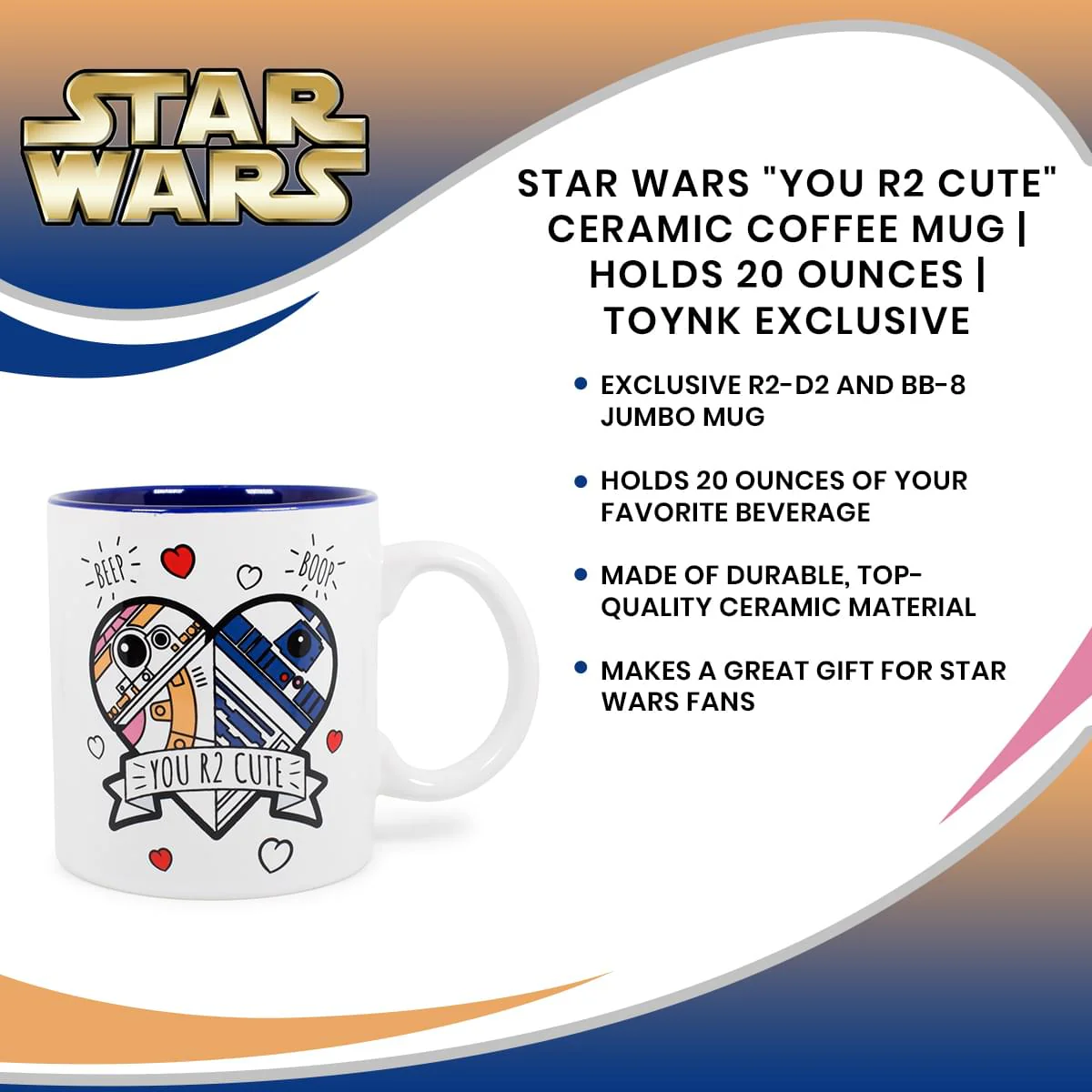 Star Wars "You R2 Cute" Ceramic Coffee Mug | Holds 20 Ounces | Toynk Exclusive - Image 7