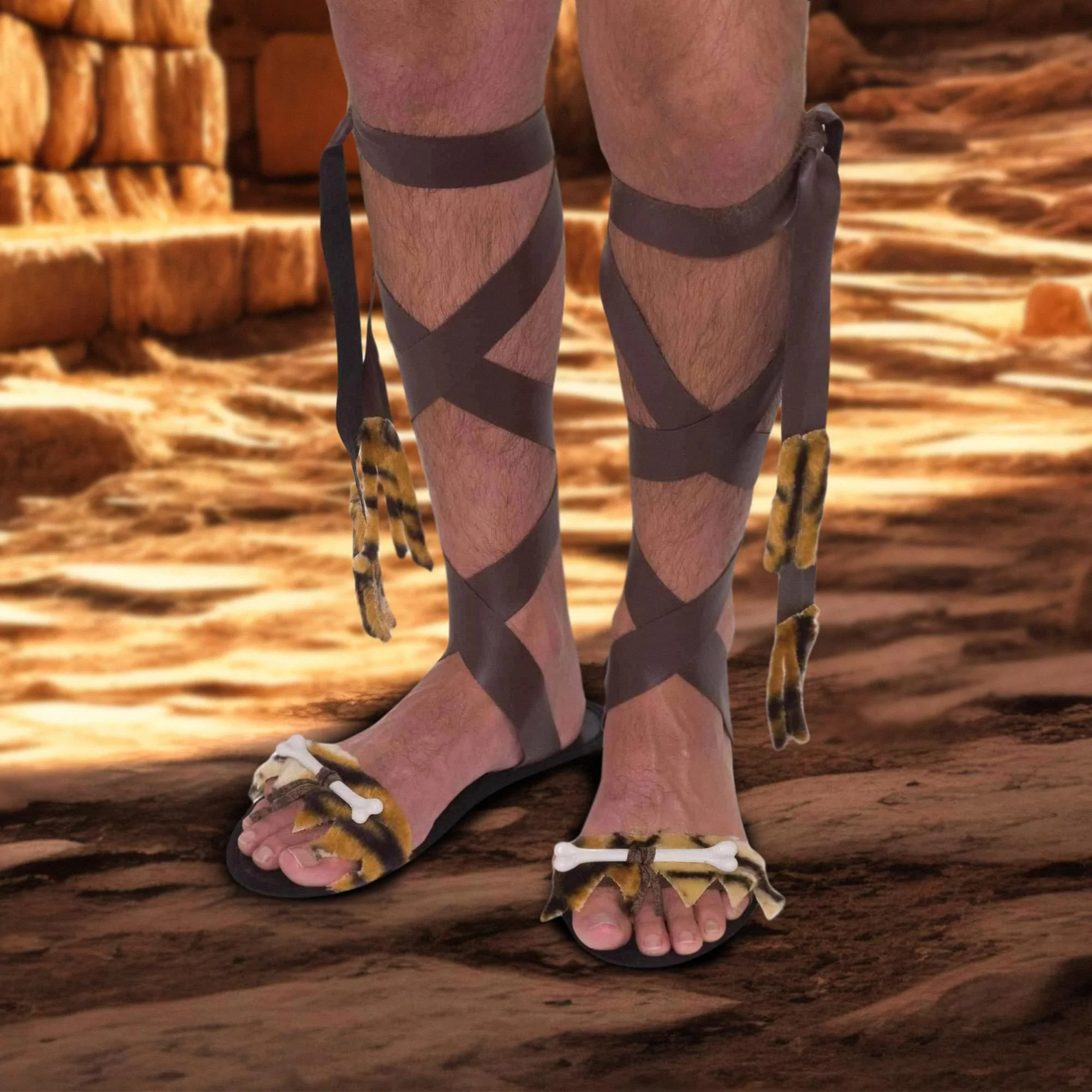 Stone Age Men's Costume Sandals One Size - Image 3
