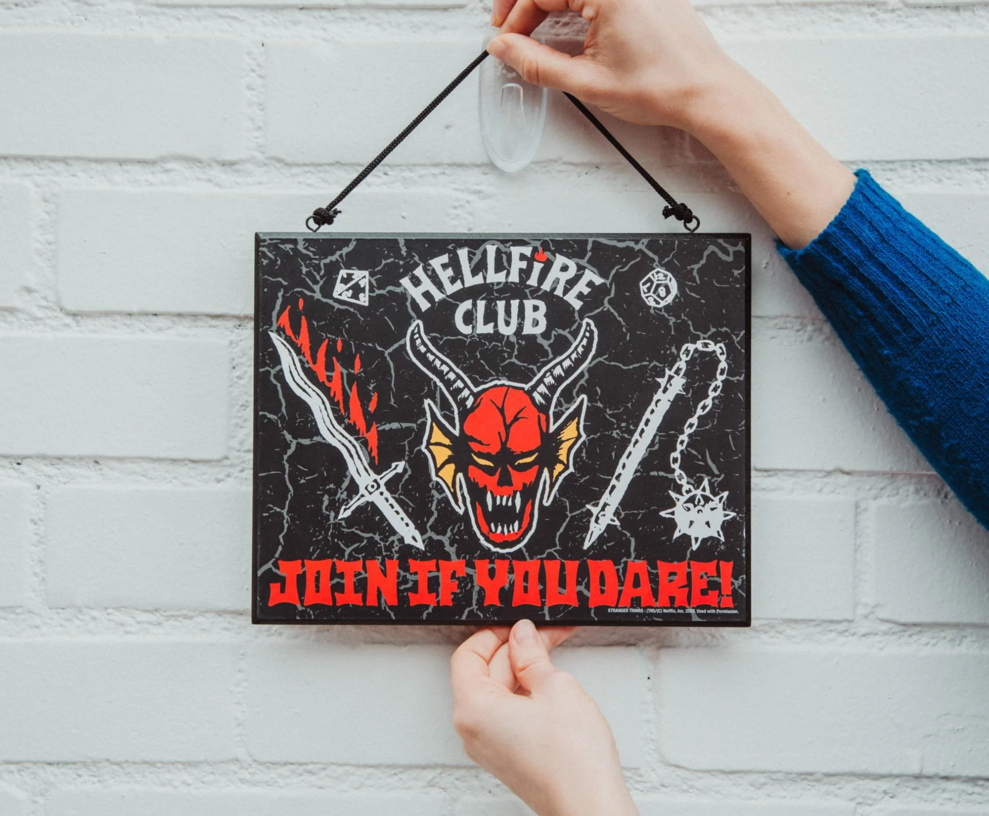 Stranger Things Hellfire Club Reversible Hanging Sign Wall Art | 10 x 8 Inches - Image 6