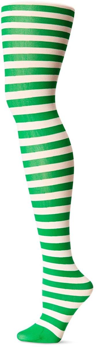 Striped Tights Women's Costume Hosiery, Green/White: One Size