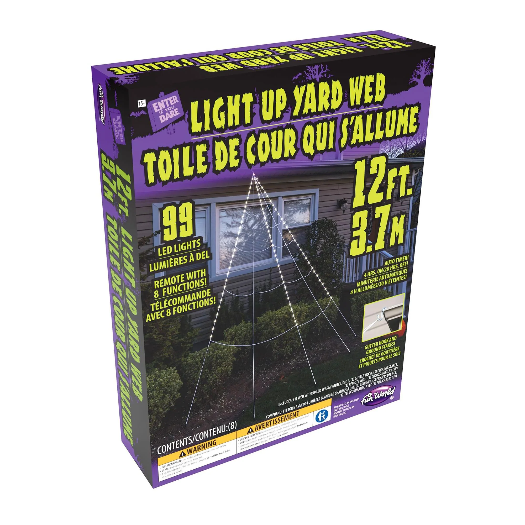 Super 12 Foot Light Up 99 LED Yard Web Halloween Decor - Image 2